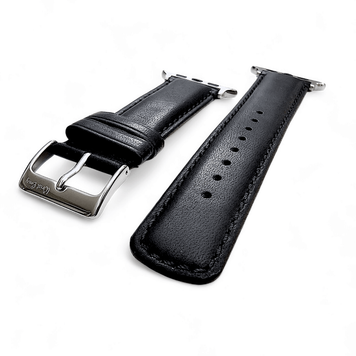 Horween Leather Watch Strap For Apple IWatch Black - Wrist Envy