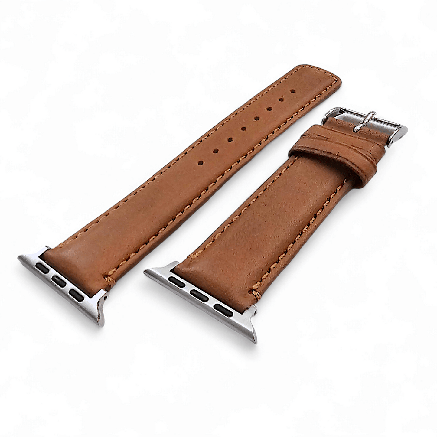 Horween Leather Watch Strap For Apple IWatch Caramel Brown - Wrist Envy