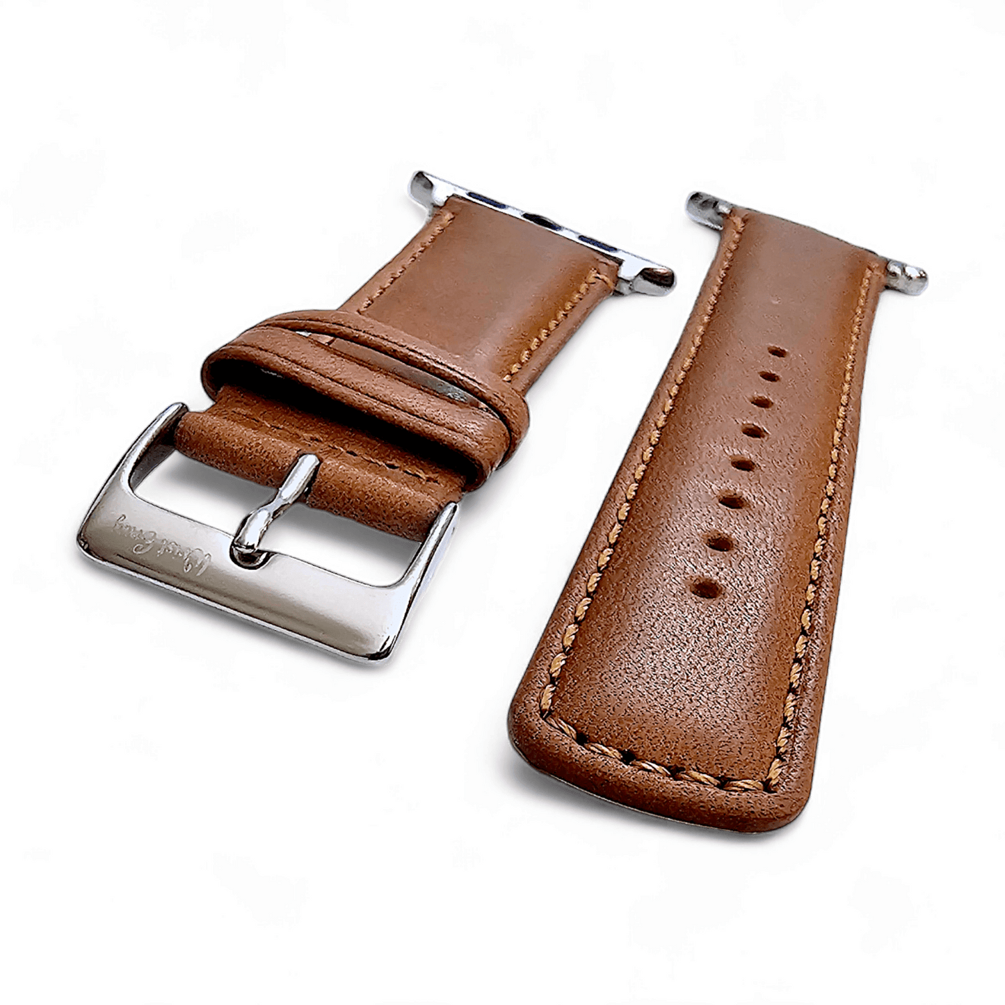 Horween Leather Watch Strap For Apple IWatch Caramel Brown - Wrist Envy