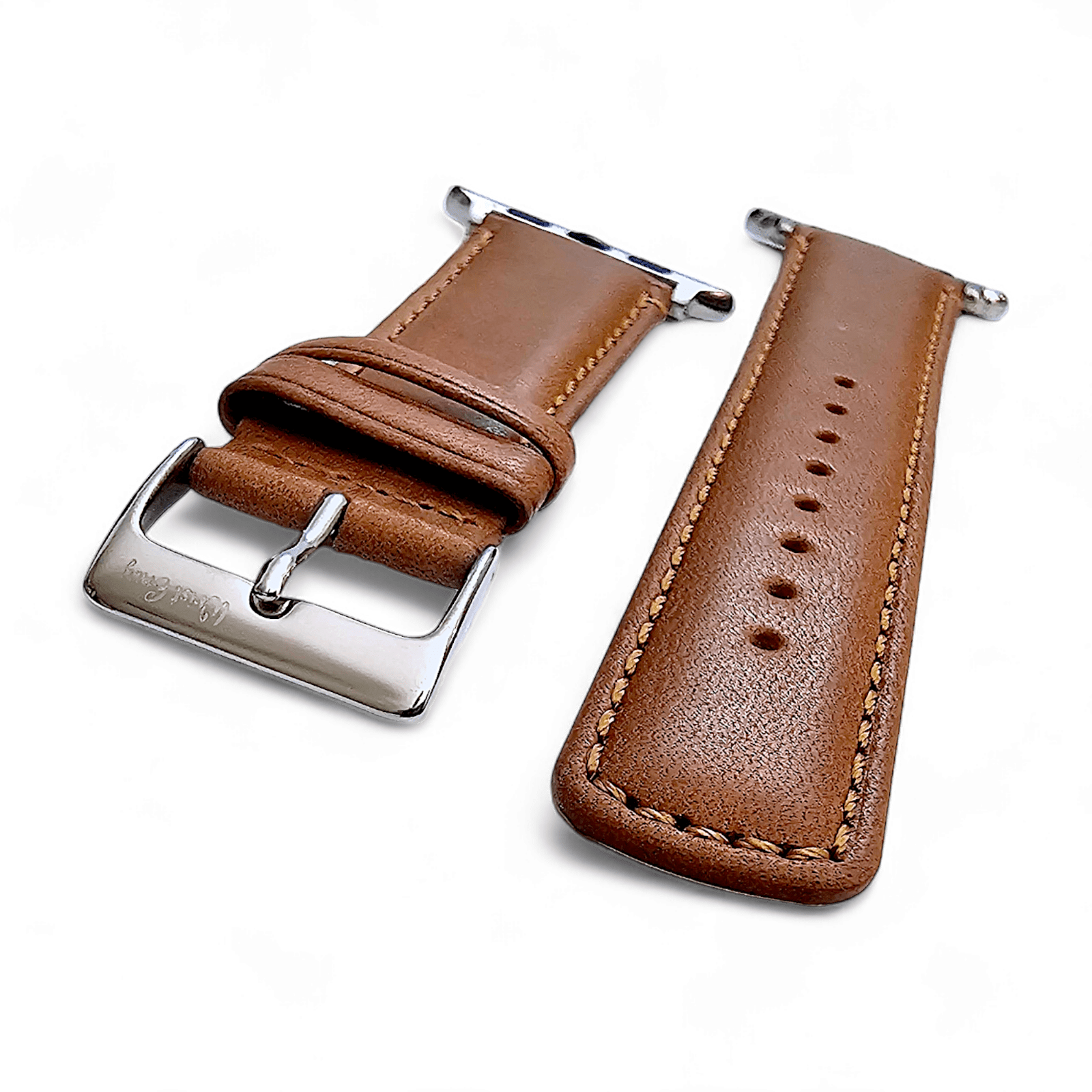 Horween Leather Watch Strap For Apple IWatch Caramel Brown - Wrist Envy