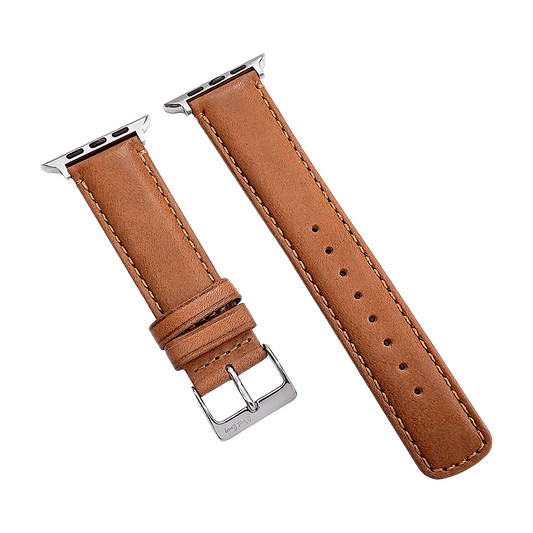 Horween Leather Watch Strap For Apple IWatch Caramel Brown - Wrist Envy