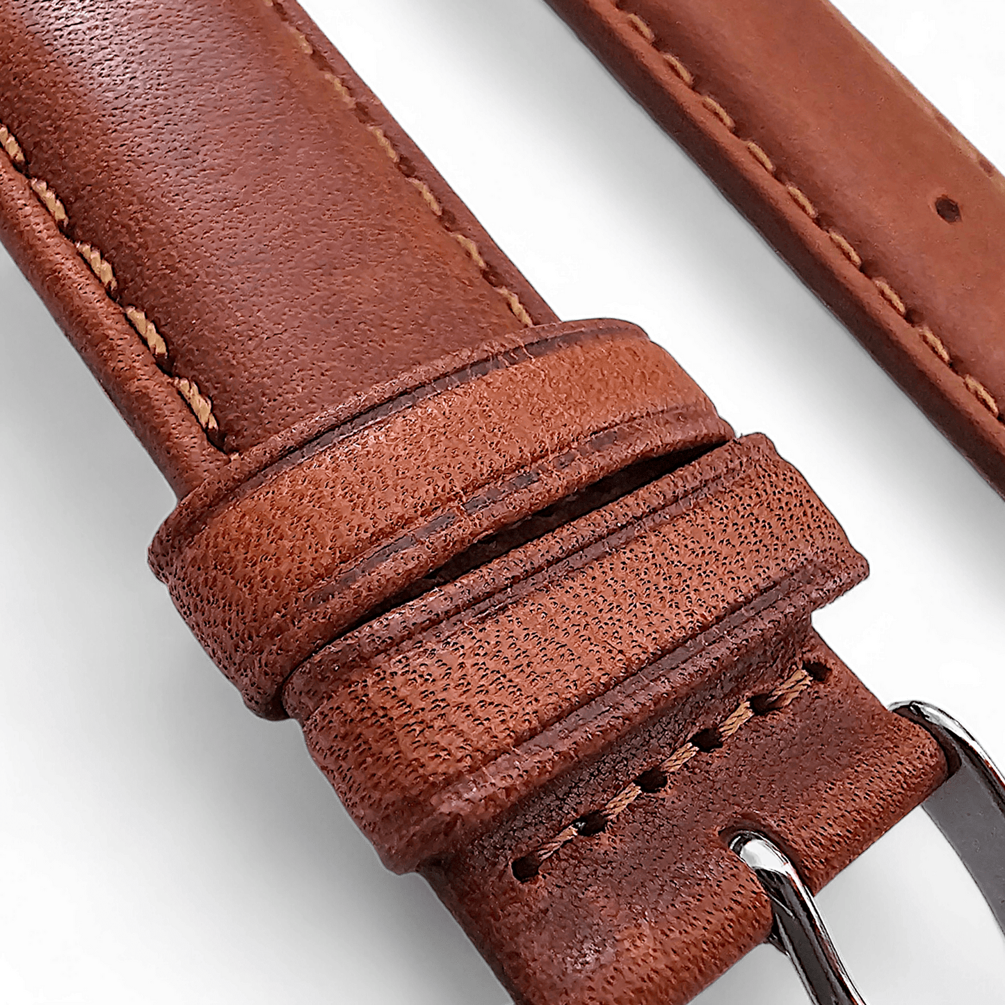 Horween Leather Watch Strap For Apple IWatch Chestnut Brown - Wrist Envy