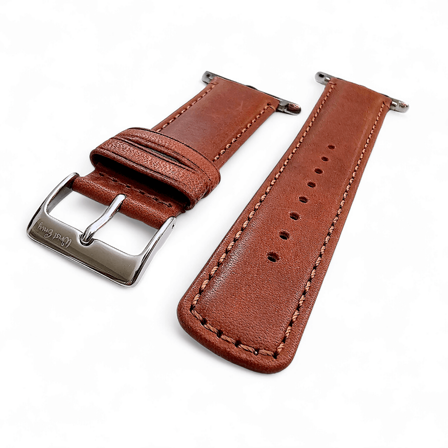 Horween Leather Watch Strap For Apple IWatch Chestnut Brown - Wrist Envy