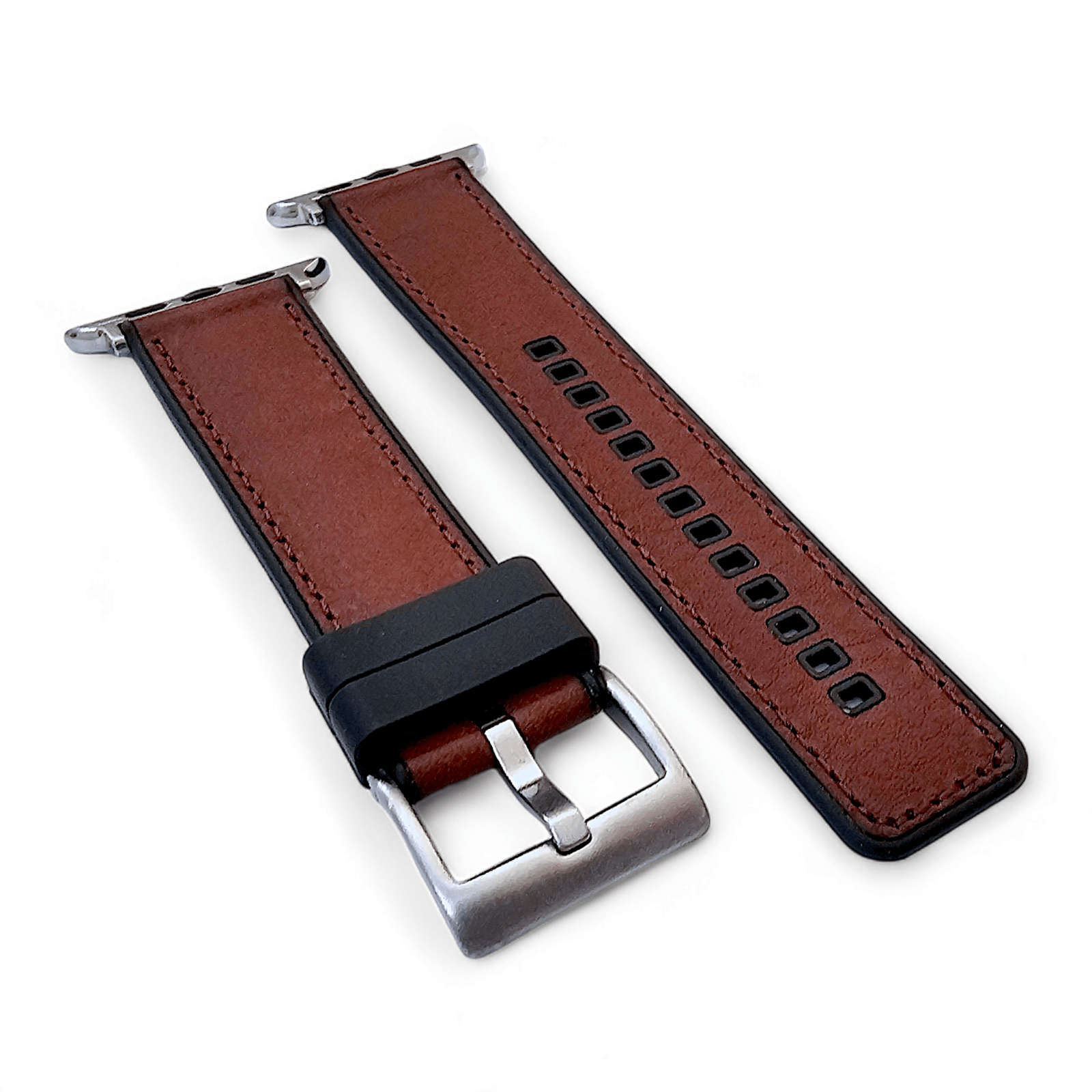Hybrid Leather & FKM Rubber Watch Strap Band For Apple IWatch - Wrist Envy