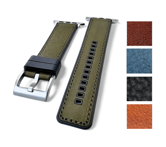 Hybrid Leather & FKM Rubber Watch Strap Band For Apple IWatch - Wrist Envy