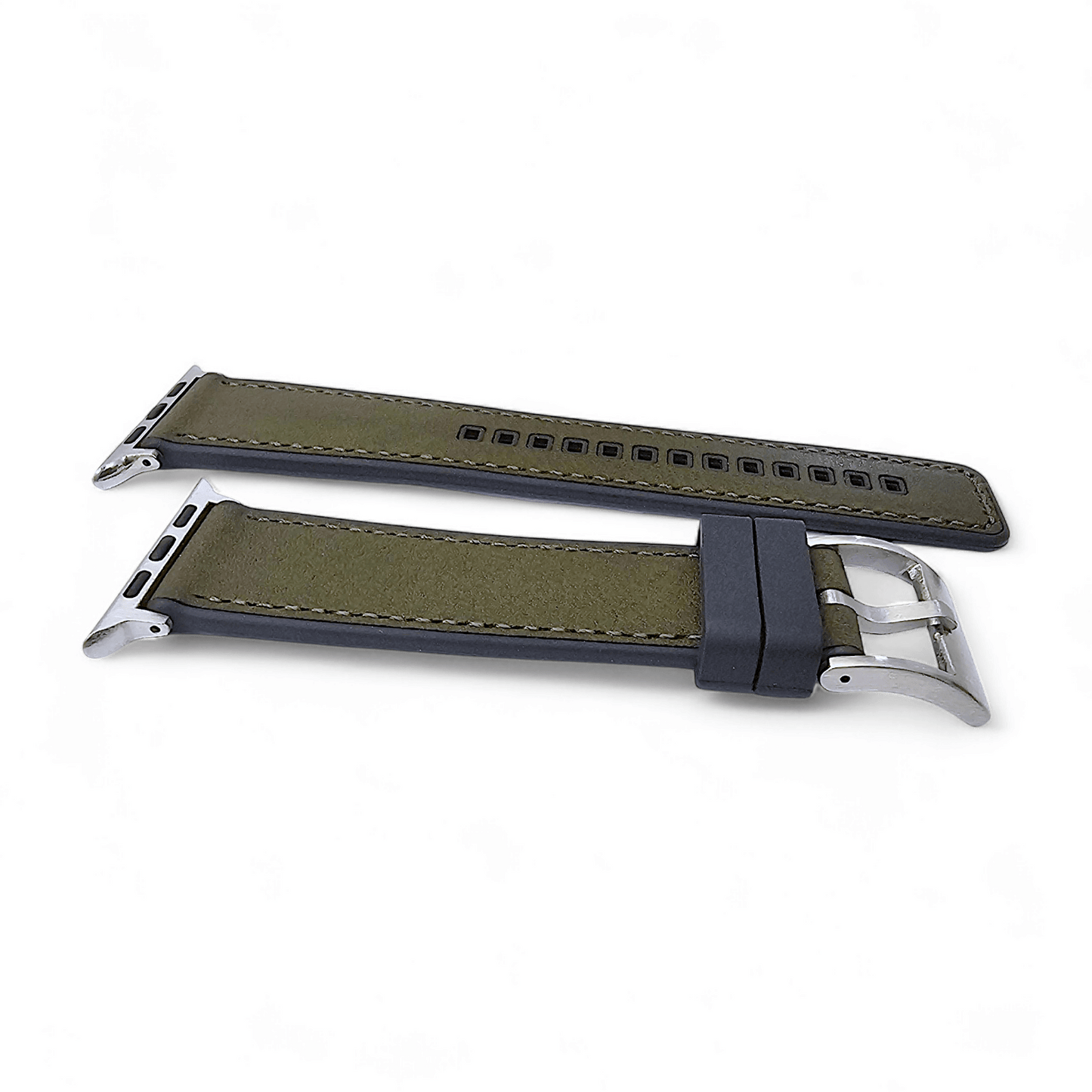 Hybrid Leather & FKM Rubber Watch Strap Band For Apple IWatch - Wrist Envy