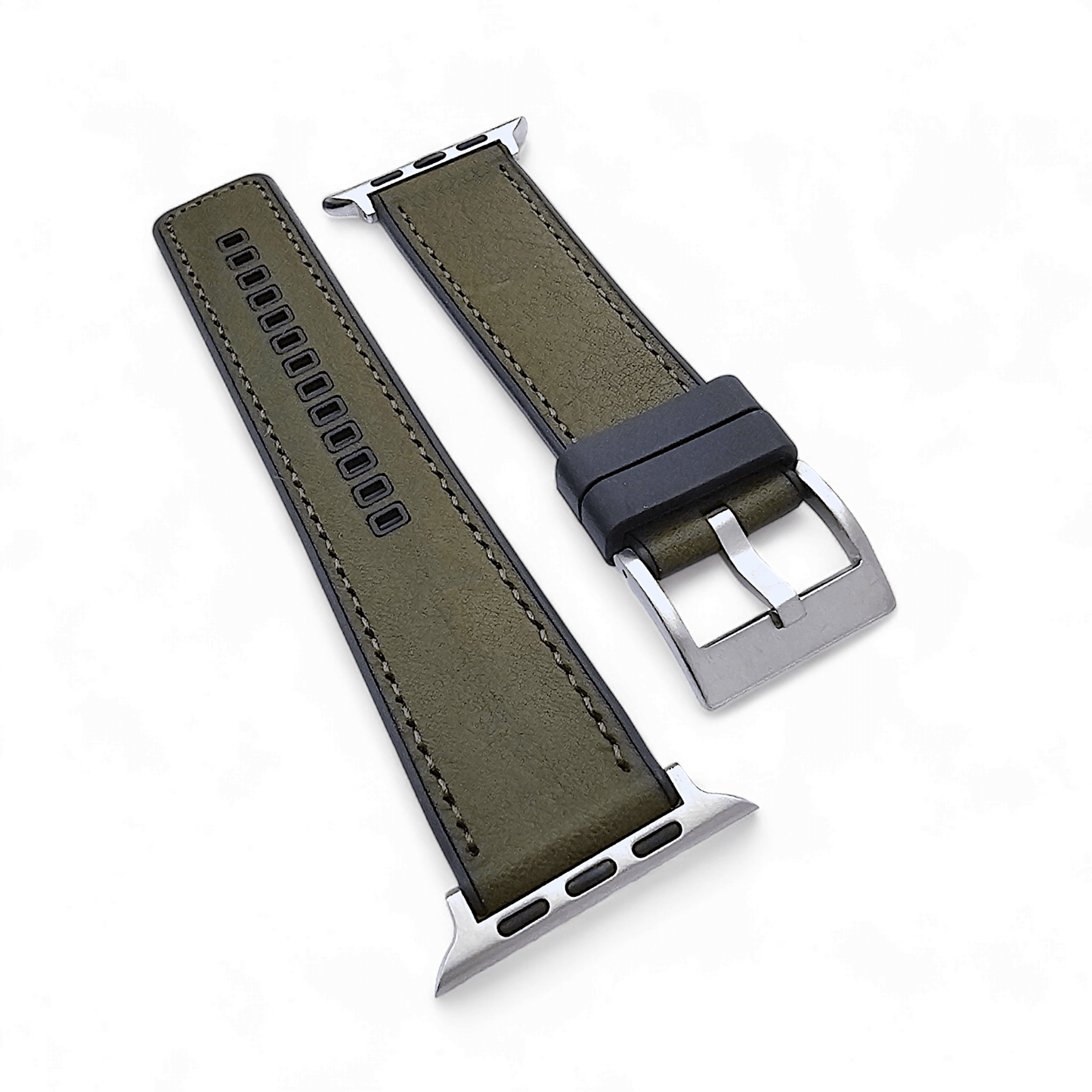 Hybrid Leather & FKM Rubber Watch Strap Band For Apple IWatch - Wrist Envy