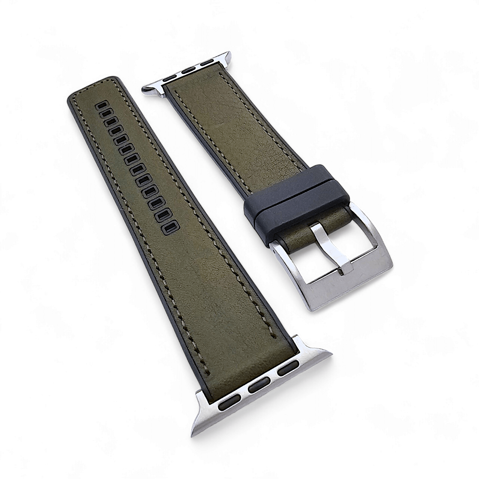Hybrid Leather & FKM Rubber Watch Strap Band For Apple IWatch - Wrist Envy