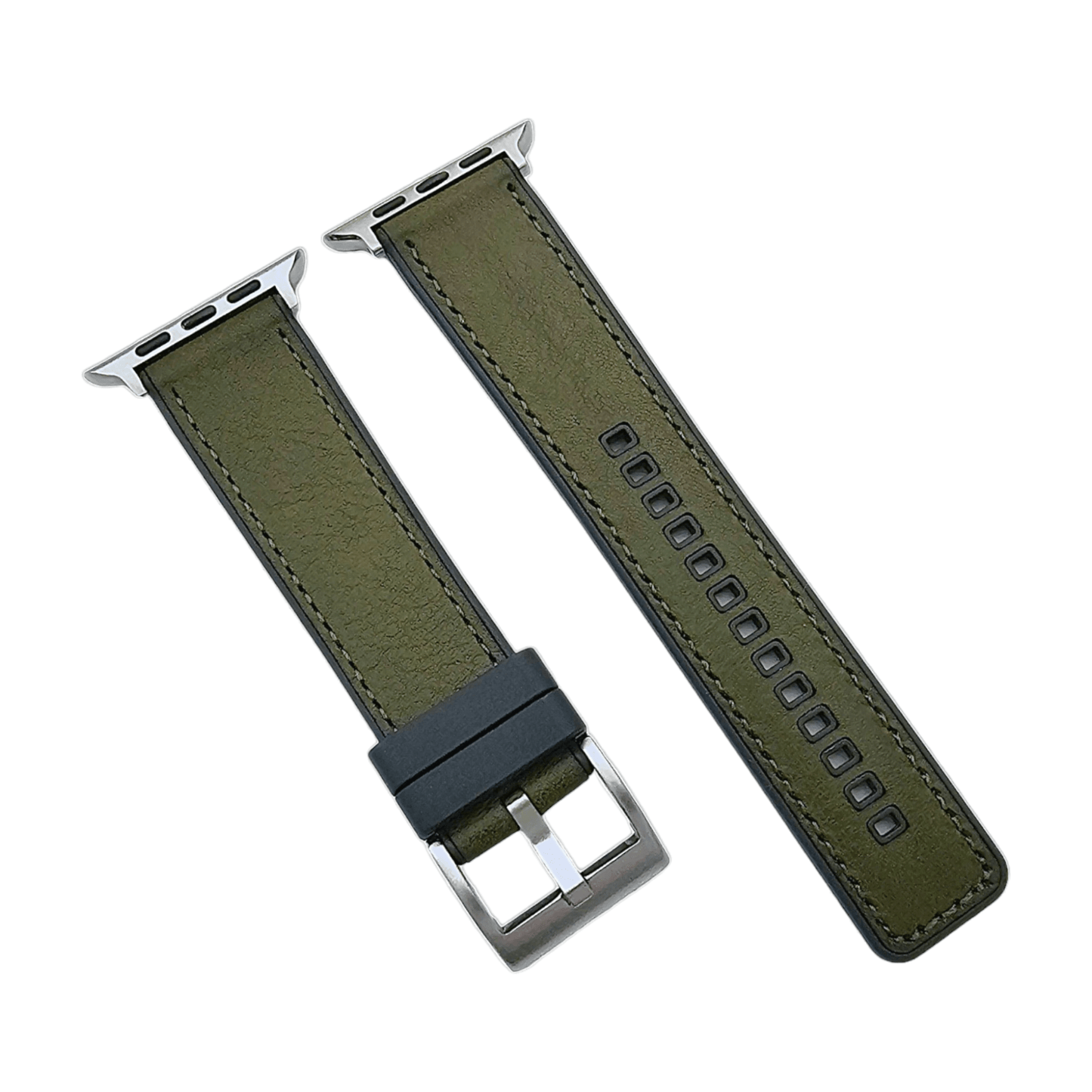 Hybrid Leather & FKM Rubber Watch Strap Band For Apple IWatch - Wrist Envy
