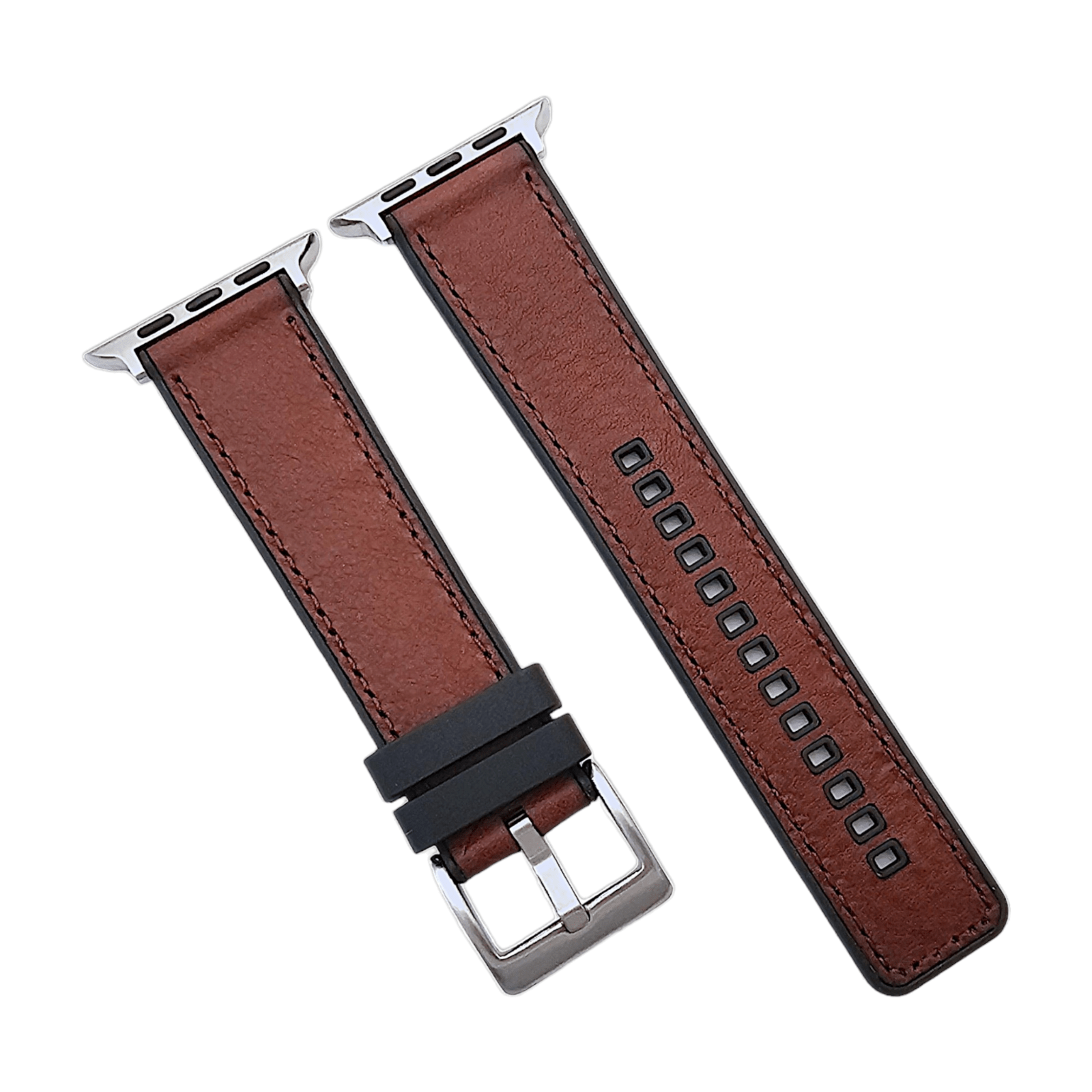 Hybrid Leather & FKM Rubber Watch Strap Band For Apple IWatch - Wrist Envy