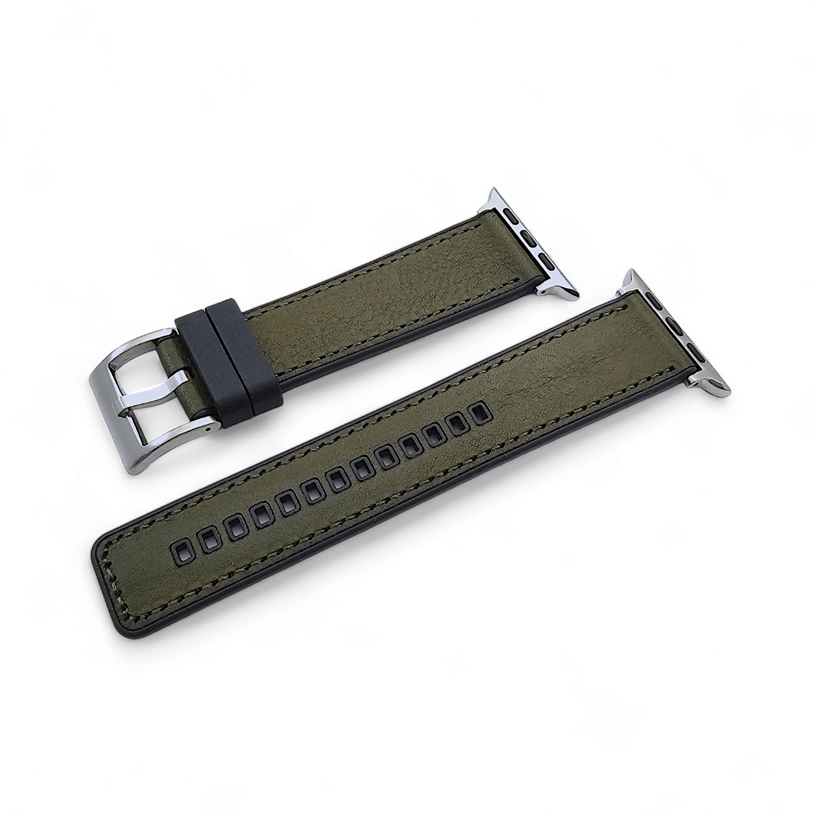 Hybrid Leather & FKM Rubber Watch Strap Band For Apple IWatch - Wrist Envy