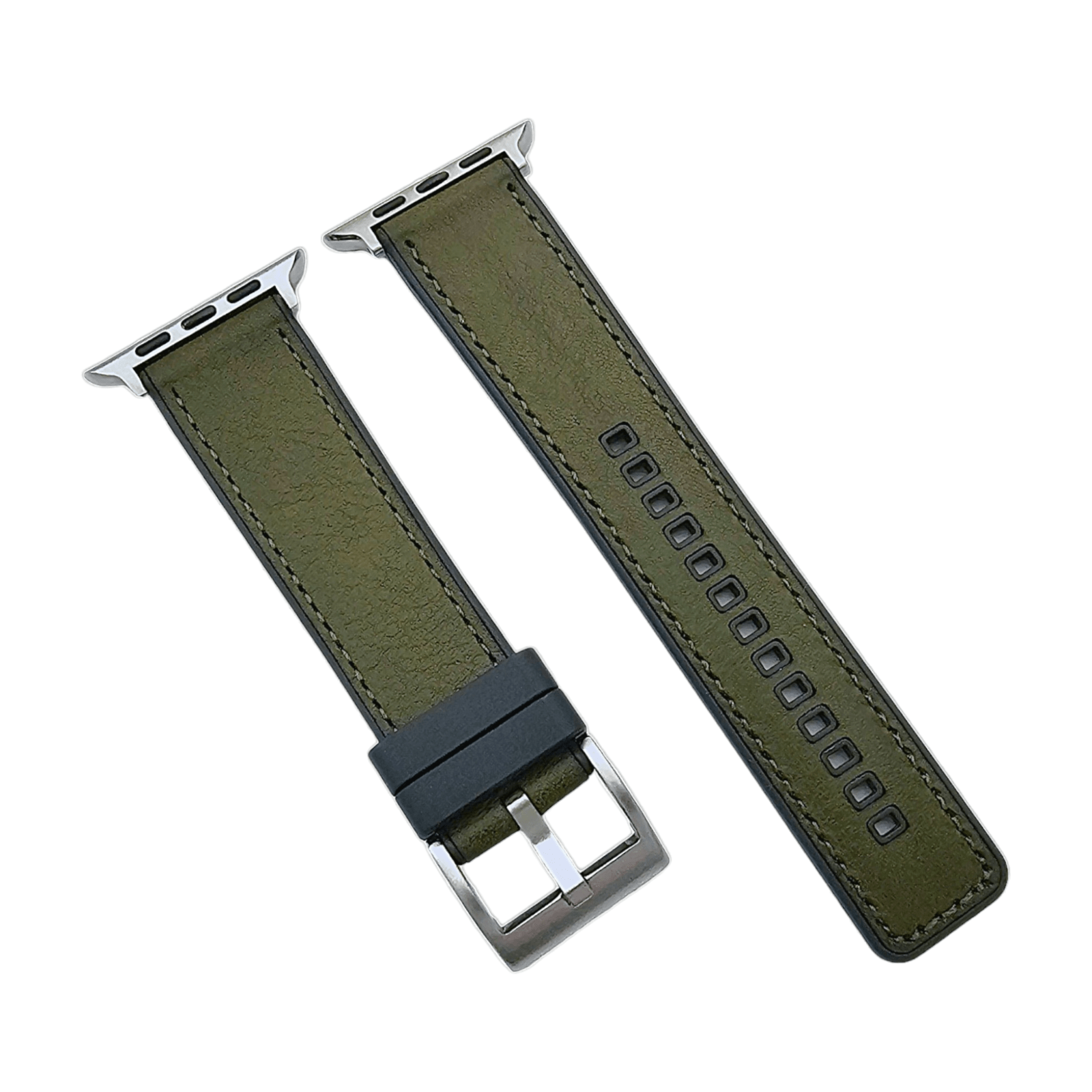 Hybrid Leather & FKM Rubber Watch Strap Band For Apple IWatch - Wrist Envy