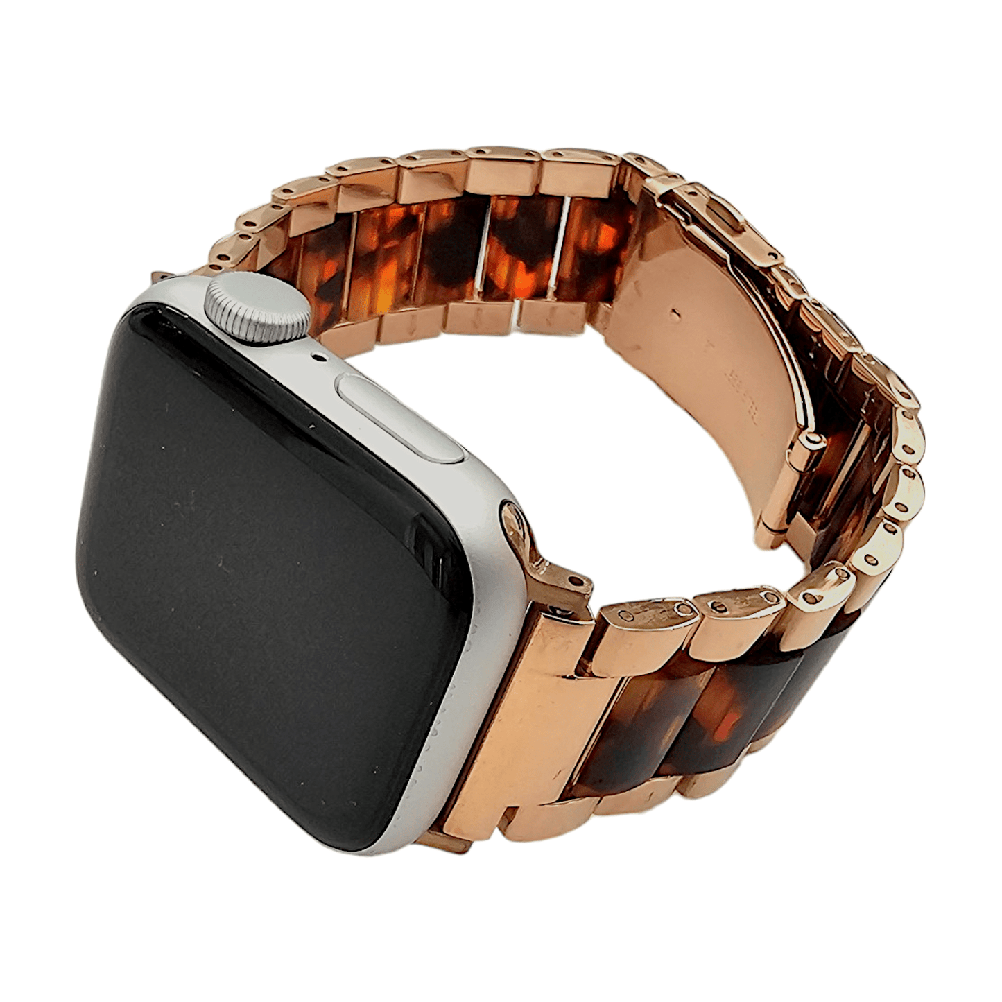 Hybrid Rose Gold Tortoiseshell Resin bracelet for Apple Watch Strap Band - Wrist Envy