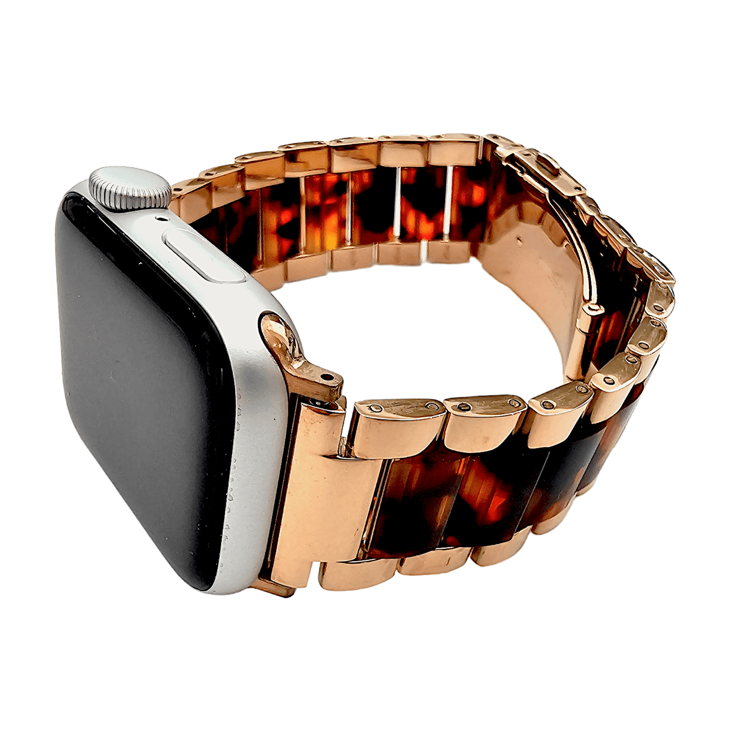 Hybrid Rose Gold Tortoiseshell Resin bracelet for Apple Watch Strap Band - Wrist Envy