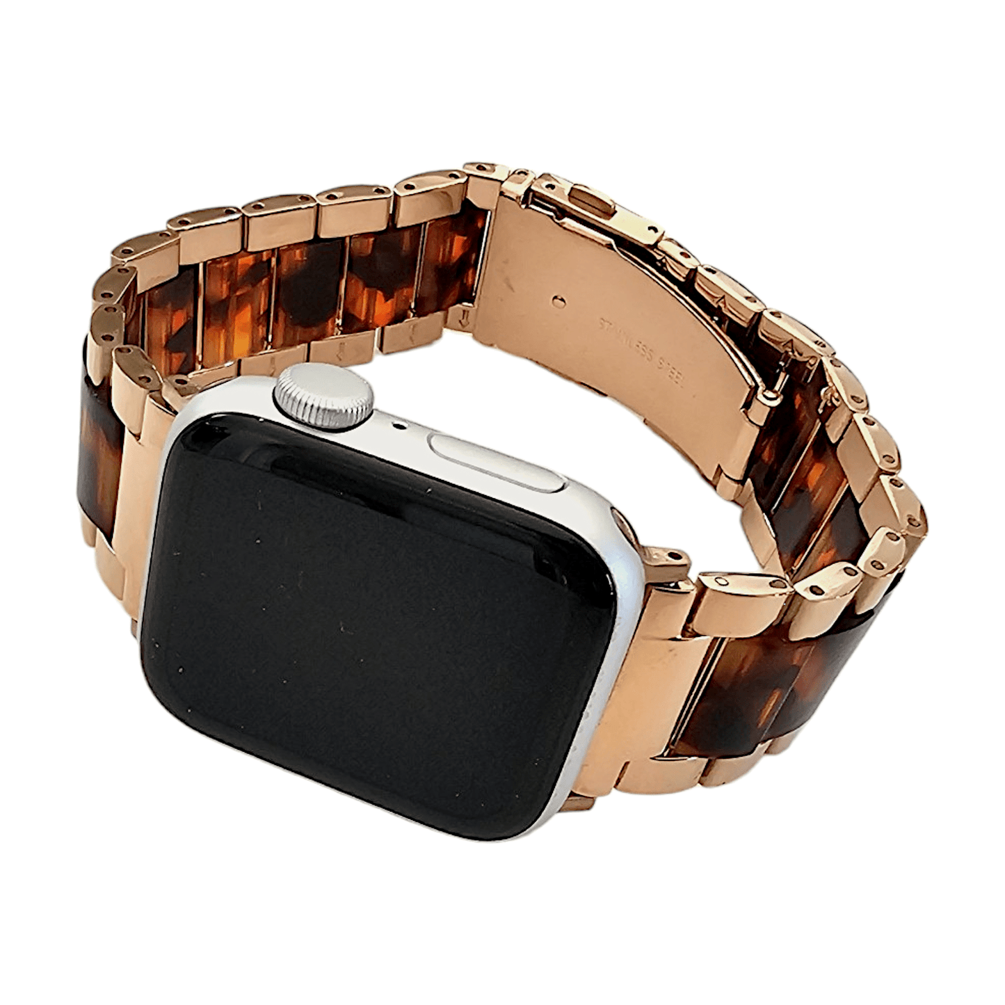 Hybrid Rose Gold Tortoiseshell Resin bracelet for Apple Watch Strap Band - Wrist Envy