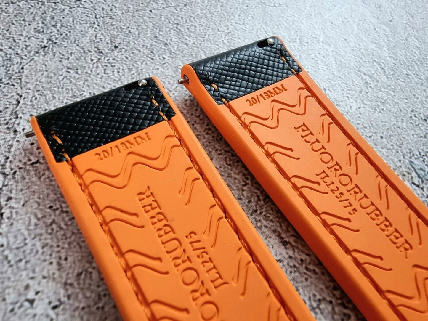 Hybrid Saffiano Leather FKM Rubber Watch Strap 20mm 22mm - Wrist Envy