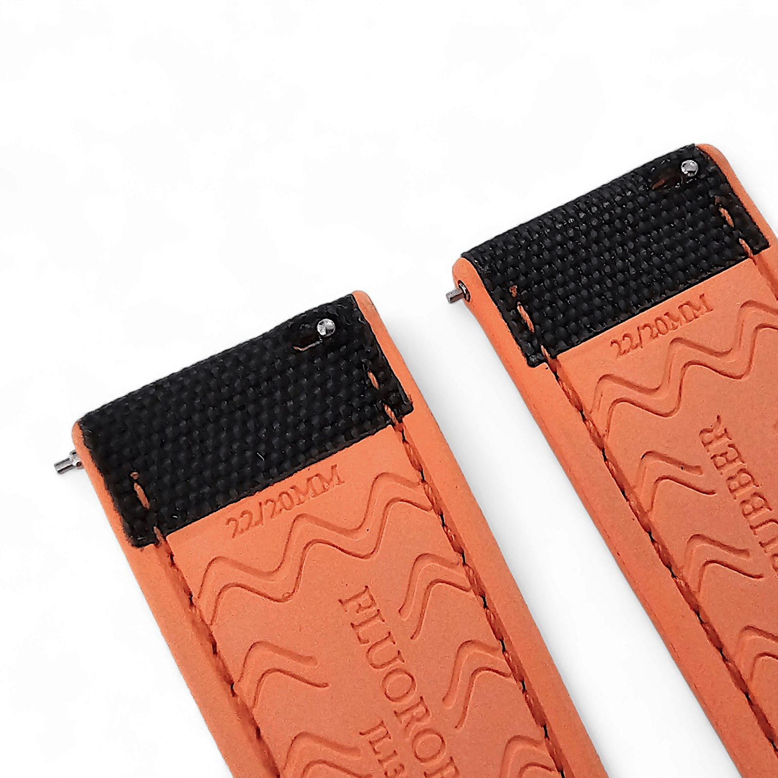 Hybrid Sailcloth Canvas & FKM Rubber Watch Strap 20mm 22mm Orange & Black - Wrist Envy