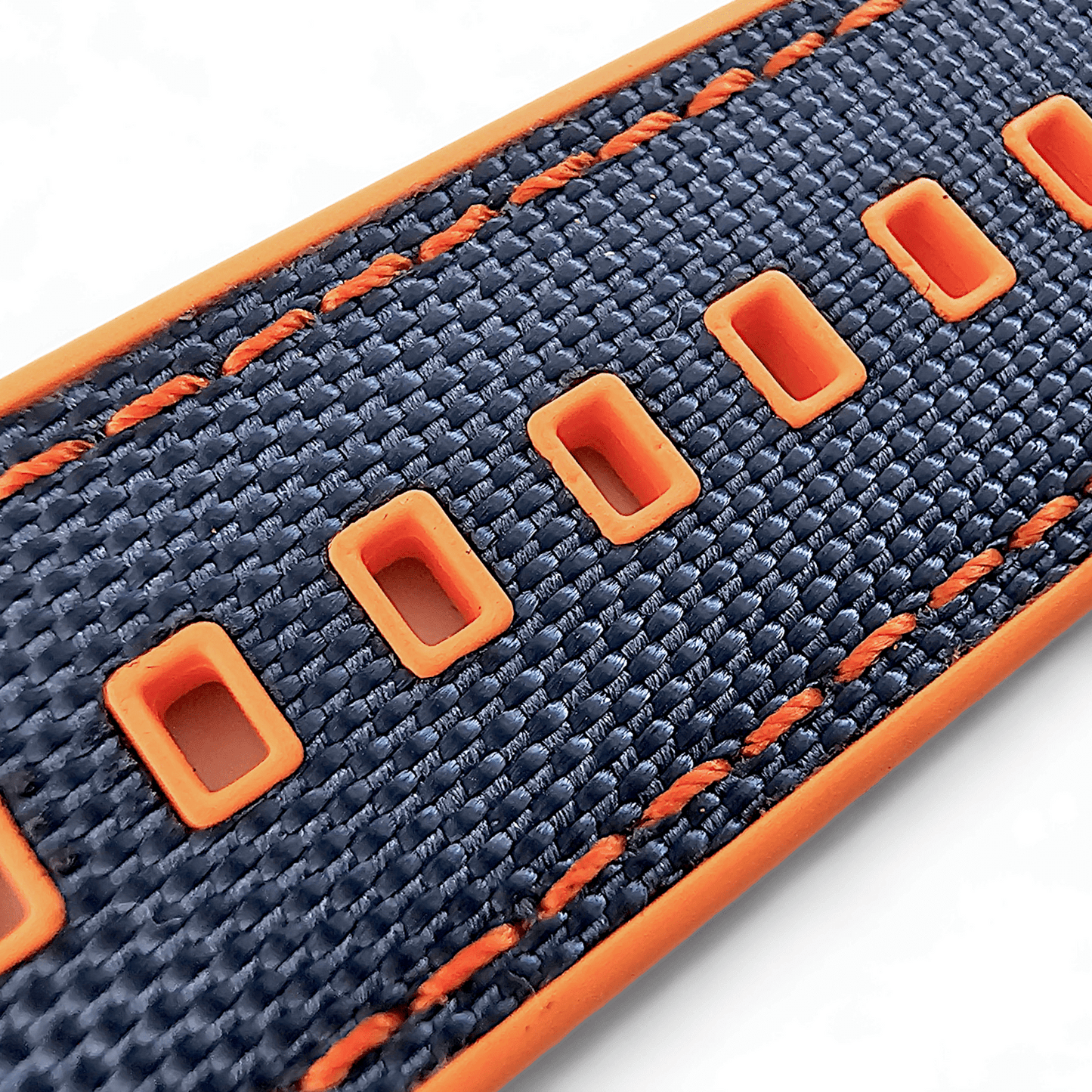 Hybrid Sailcloth Canvas & FKM Rubber Watch Strap 20mm 22mm Orange & Blue - Wrist Envy