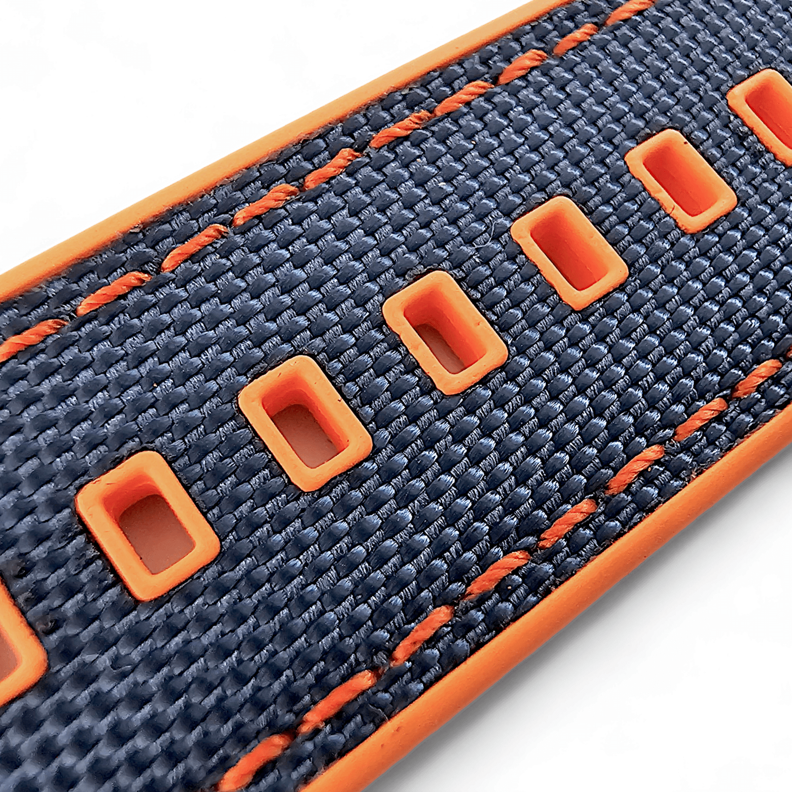 Hybrid Sailcloth Canvas & FKM Rubber Watch Strap 20mm 22mm Orange & Blue - Wrist Envy