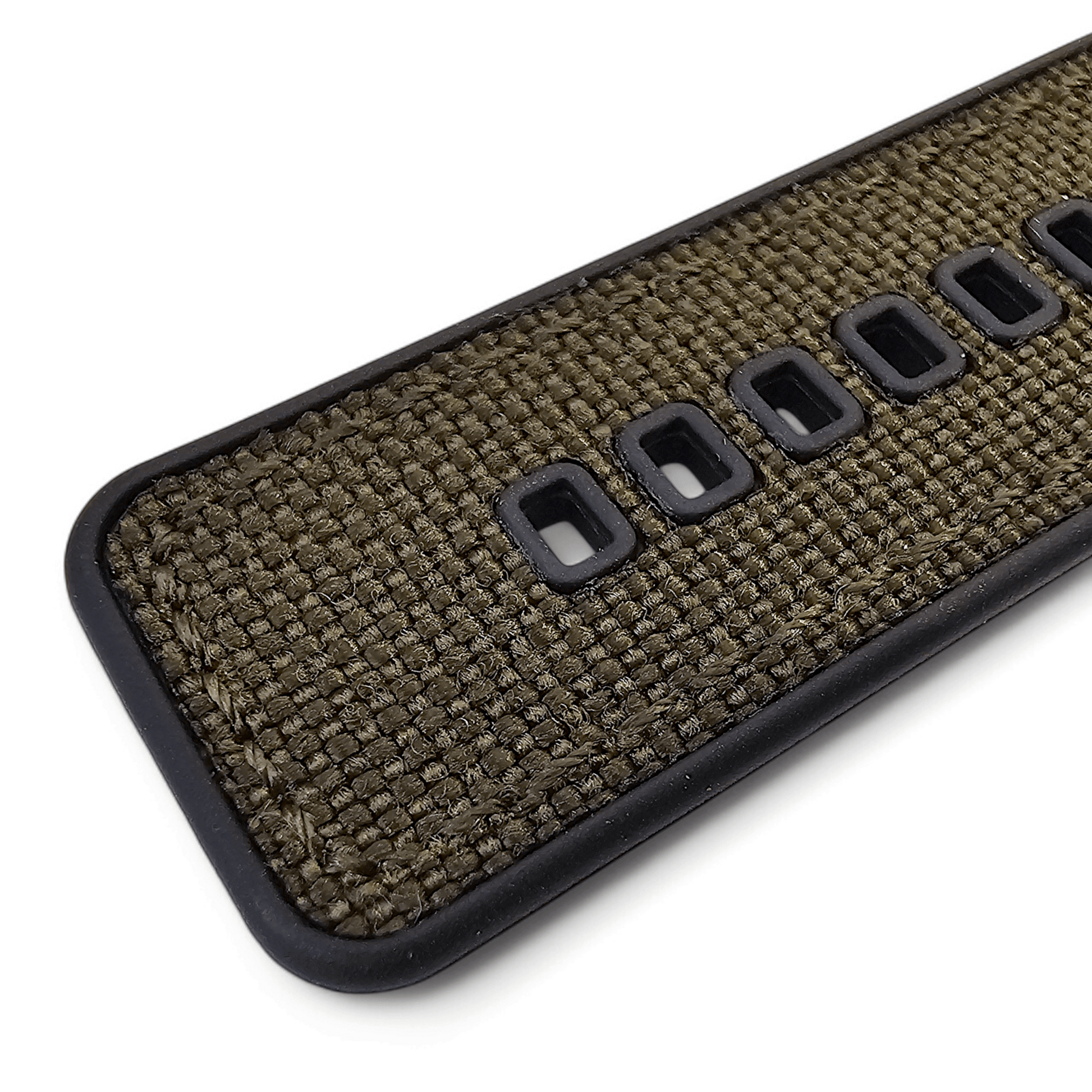Hybrid Sailcloth Fabric & FKM Rubber Watch Strap 20mm 22mm 24mm Army Green - Wrist Envy