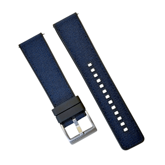 Hybrid Sailcloth Fabric & FKM Rubber Watch Strap 20mm 22mm 24mm Blue - Wrist Envy