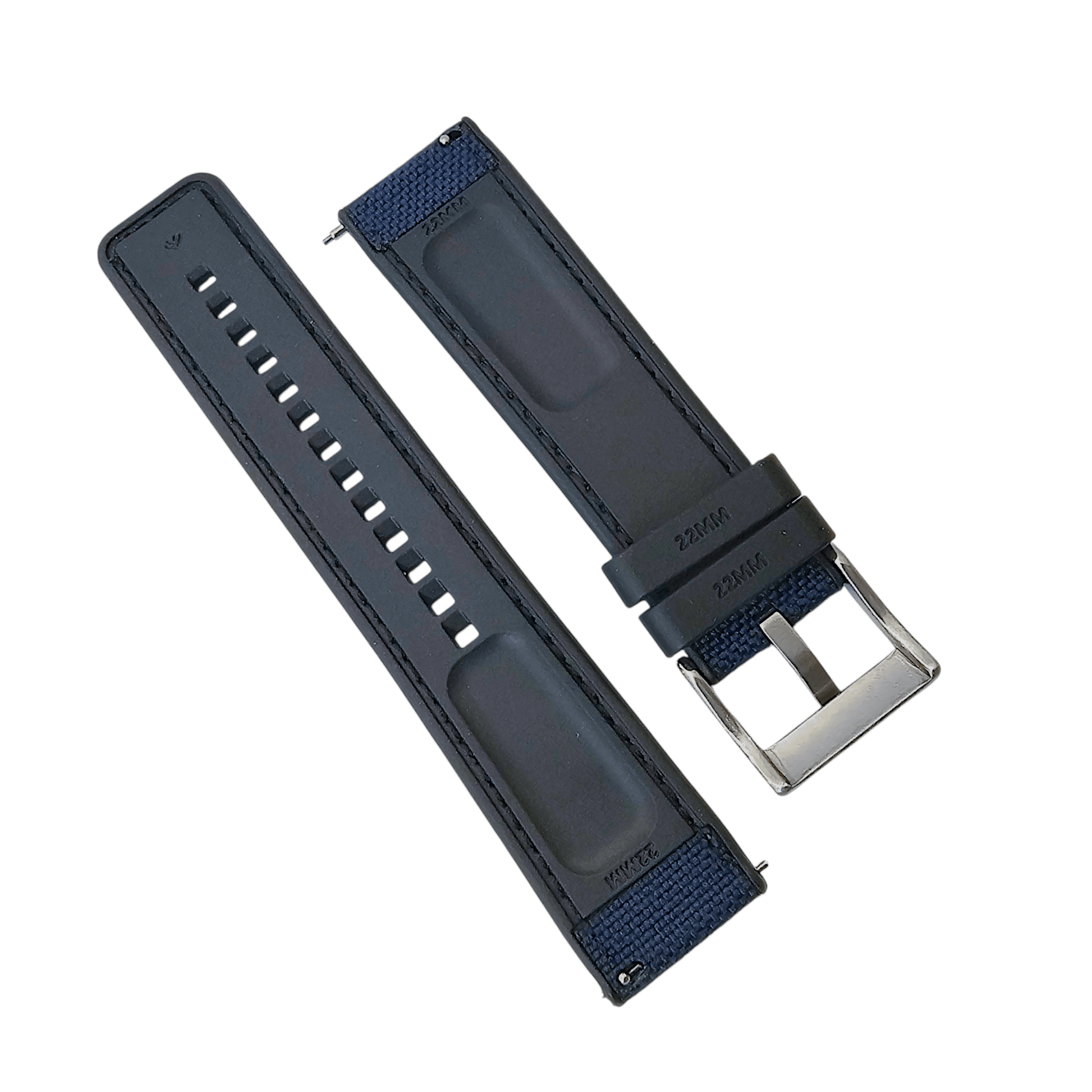 Hybrid Sailcloth Fabric & FKM Rubber Watch Strap 20mm 22mm 24mm Blue - Wrist Envy