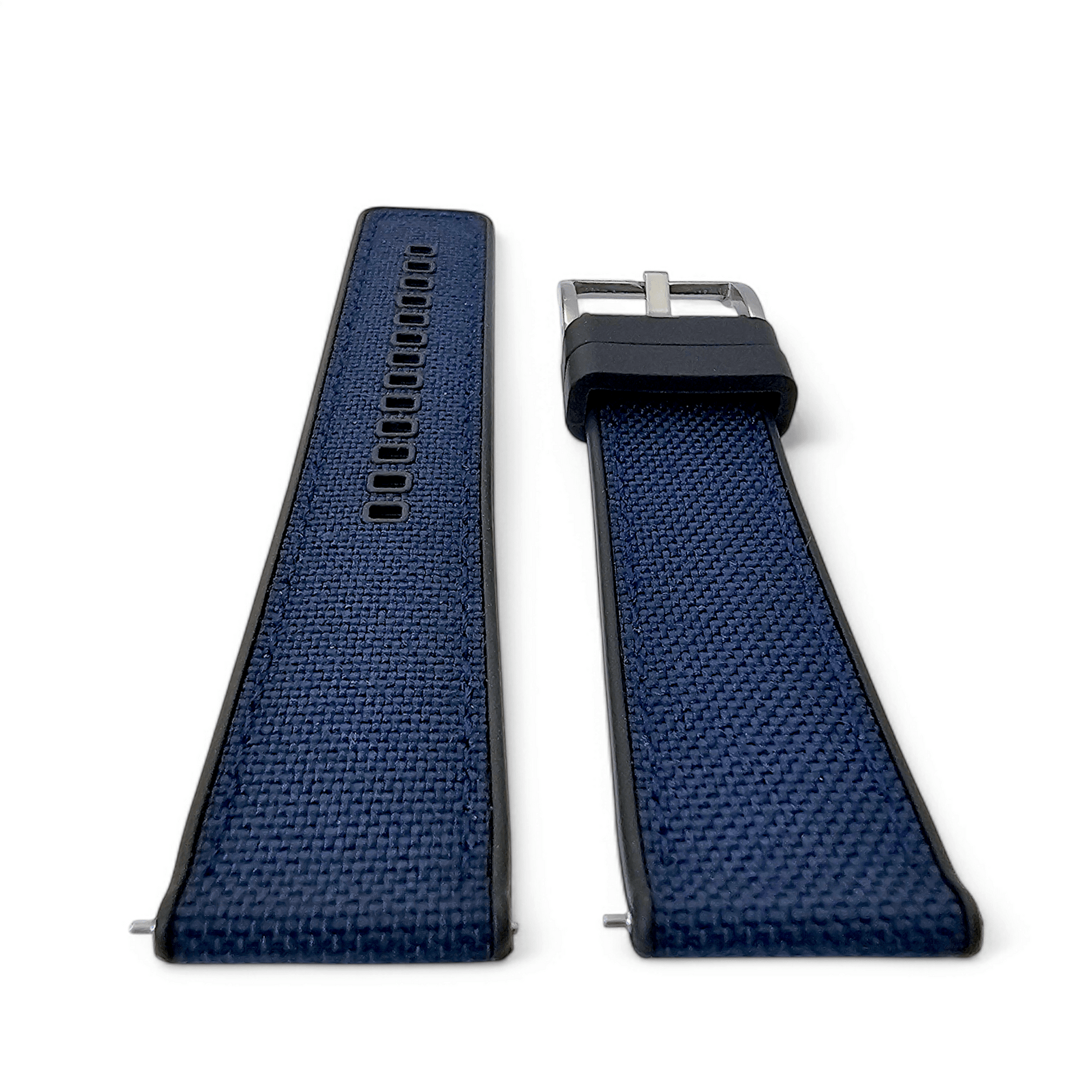 Hybrid Sailcloth Fabric & FKM Rubber Watch Strap 20mm 22mm 24mm Blue - Wrist Envy