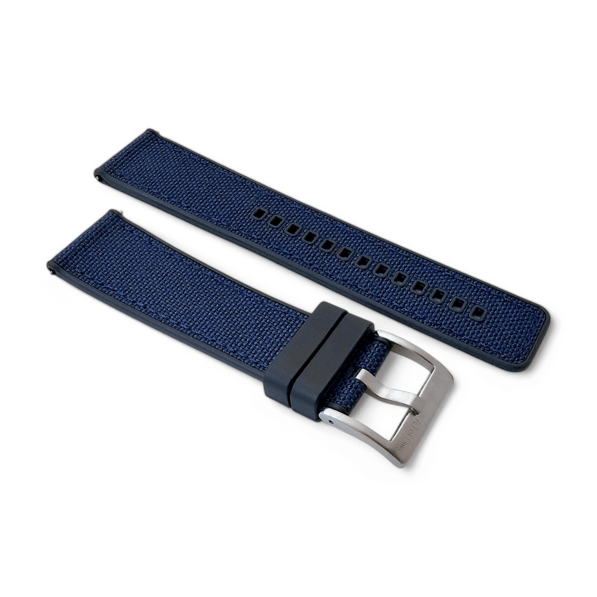 Hybrid Sailcloth Fabric & FKM Rubber Watch Strap 20mm 22mm 24mm Blue - Wrist Envy