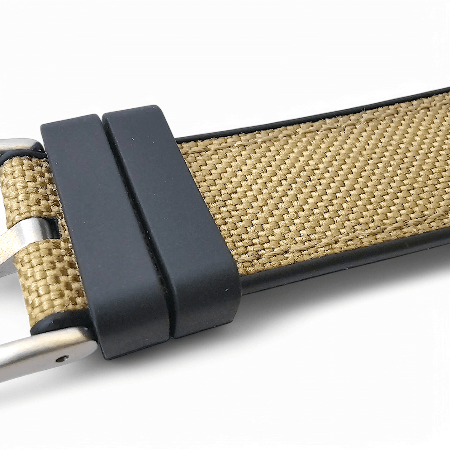 Hybrid Sailcloth Fabric & FKM Rubber Watch Strap 20mm 22mm 24mm Khaki Sand Beige - Wrist Envy