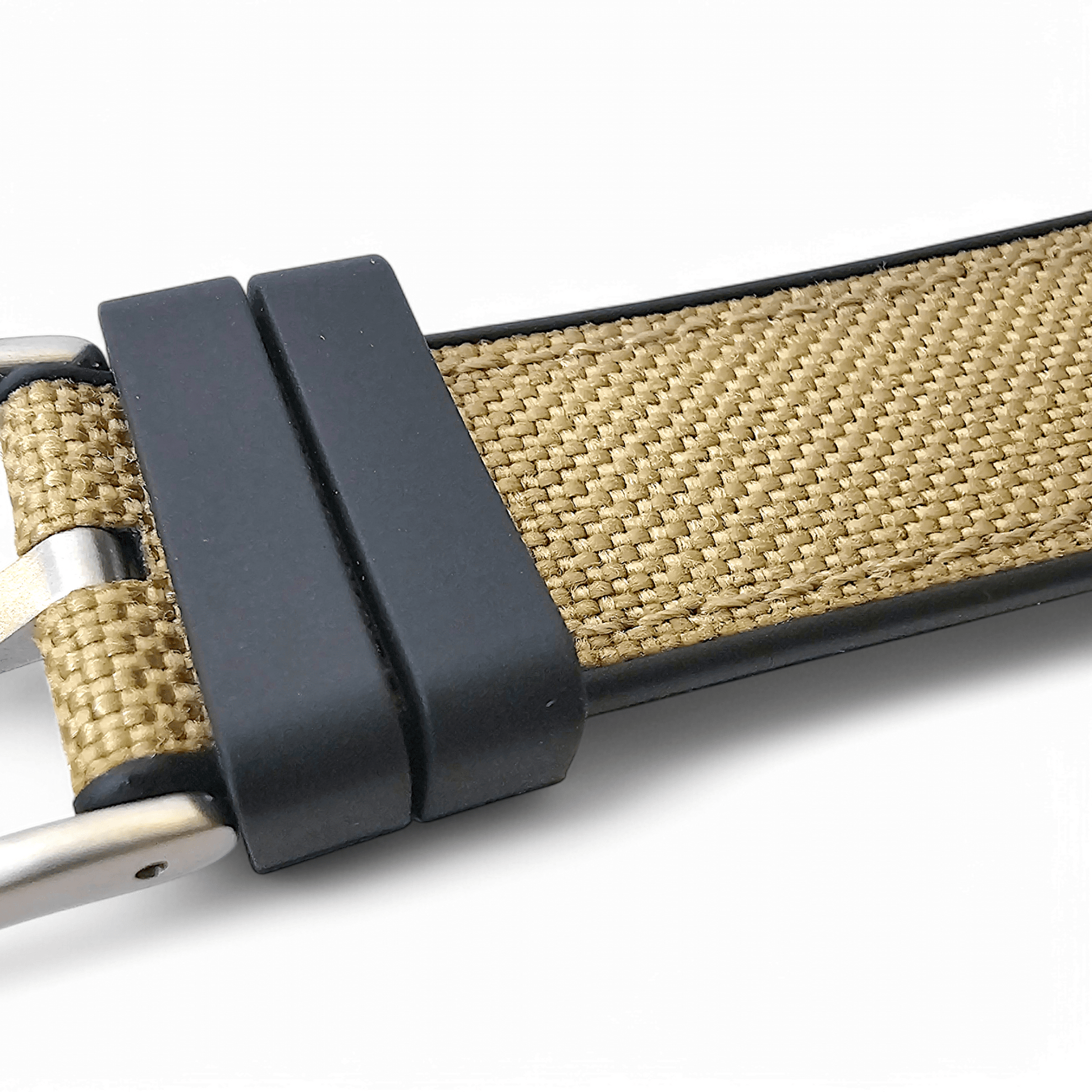 Hybrid Sailcloth Fabric & FKM Rubber Watch Strap 20mm 22mm 24mm Khaki Sand Beige - Wrist Envy