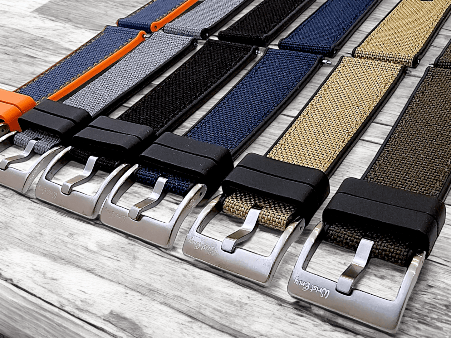 Hybrid Sailcloth Fabric & FKM Rubber Watch Strap 20mm 22mm 24mm Khaki Sand Beige - Wrist Envy