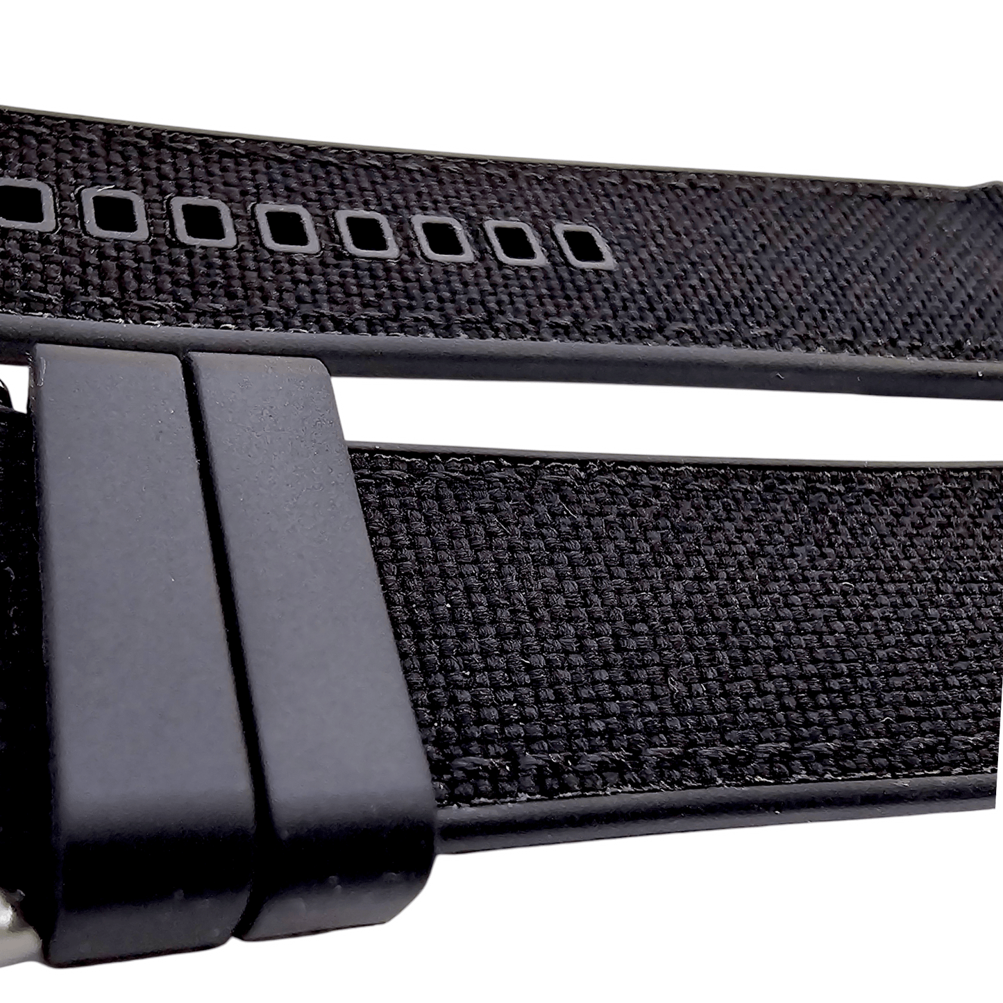 Hybrid Sailcloth Fabric & FKM Rubber Watch Strap 20mm 22mm Black - Wrist Envy