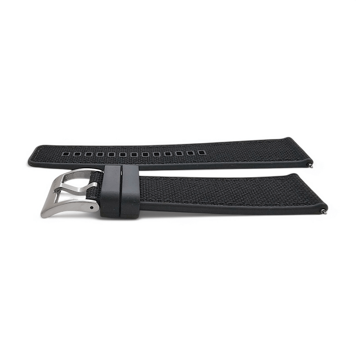 Hybrid Sailcloth Fabric & FKM Rubber Watch Strap 20mm 22mm Black - Wrist Envy