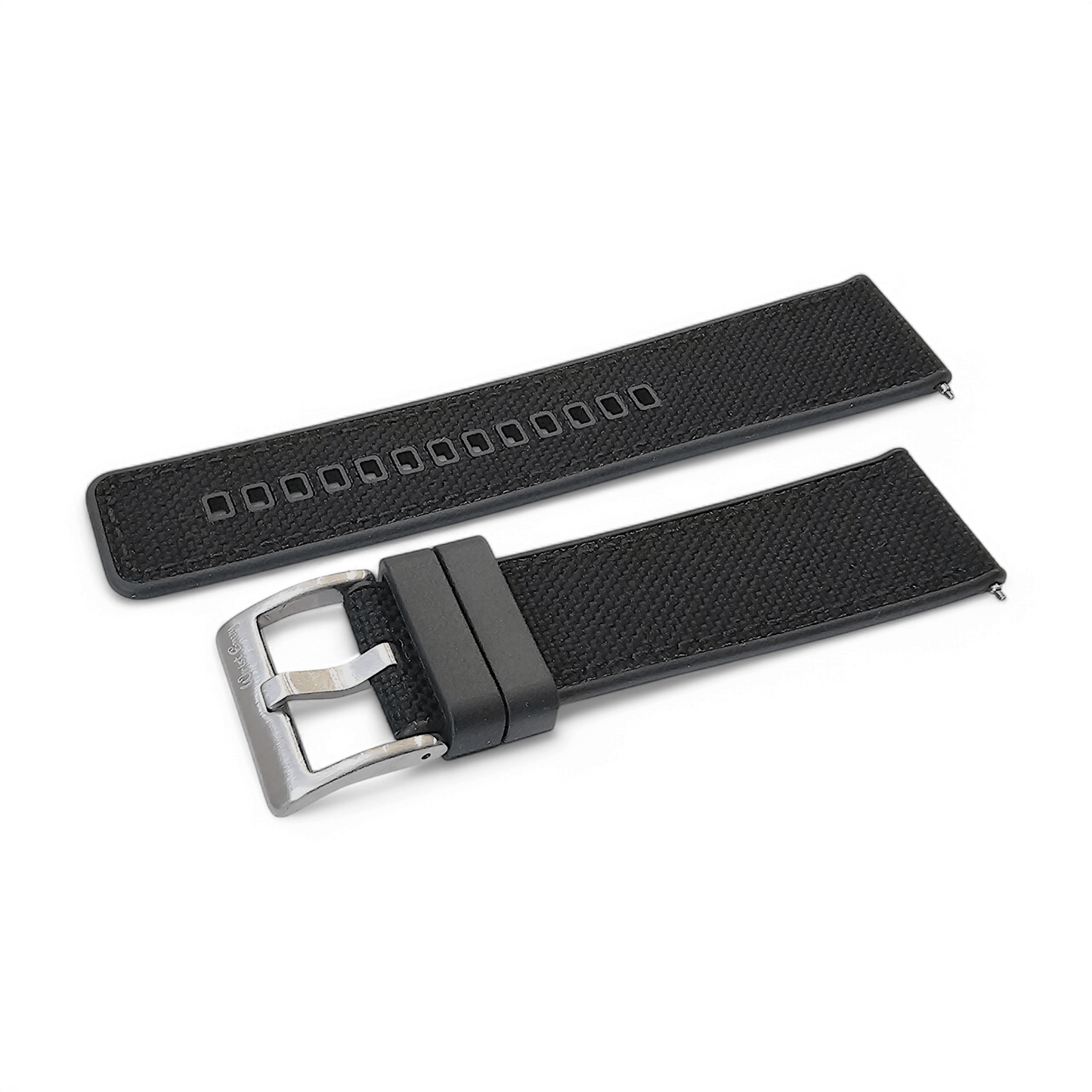 Hybrid Sailcloth Fabric & FKM Rubber Watch Strap 20mm 22mm Black - Wrist Envy