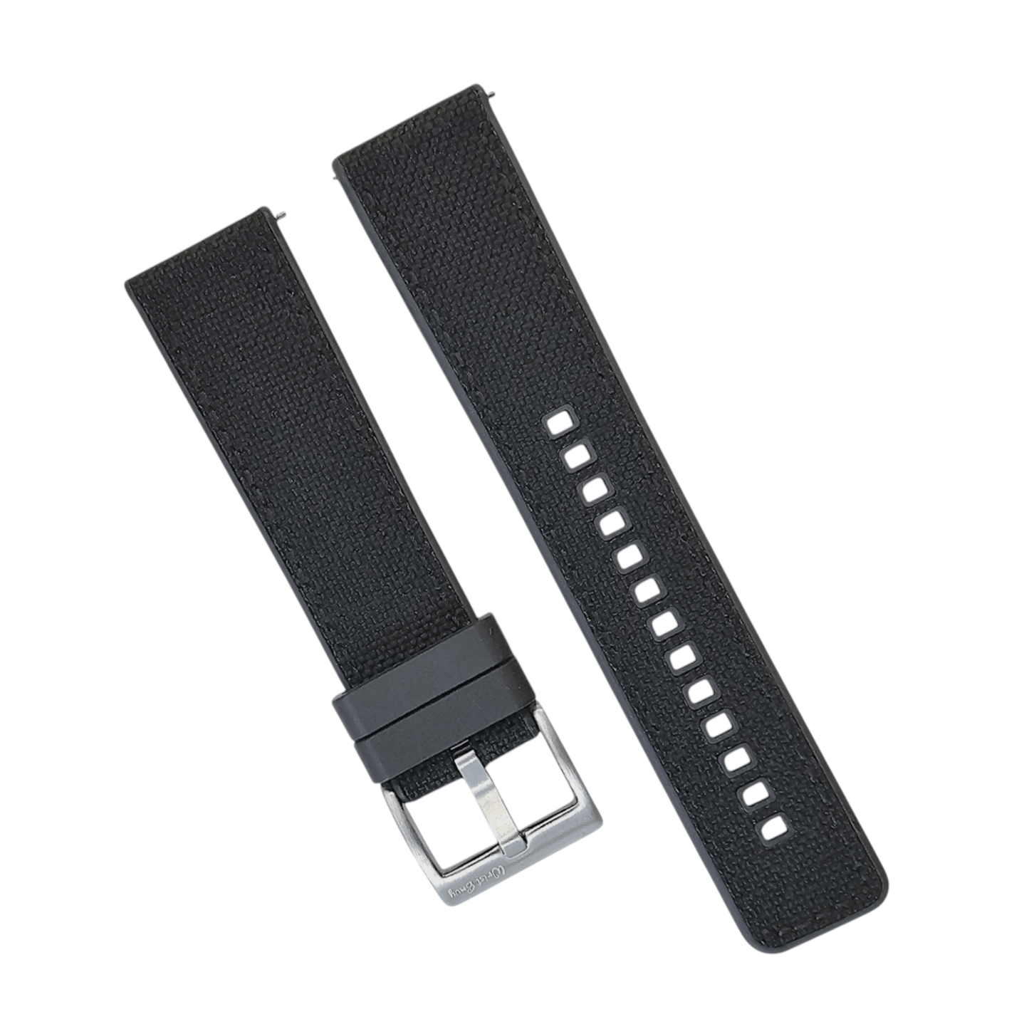 Hybrid Sailcloth Fabric & FKM Rubber Watch Strap 20mm 22mm Black - Wrist Envy