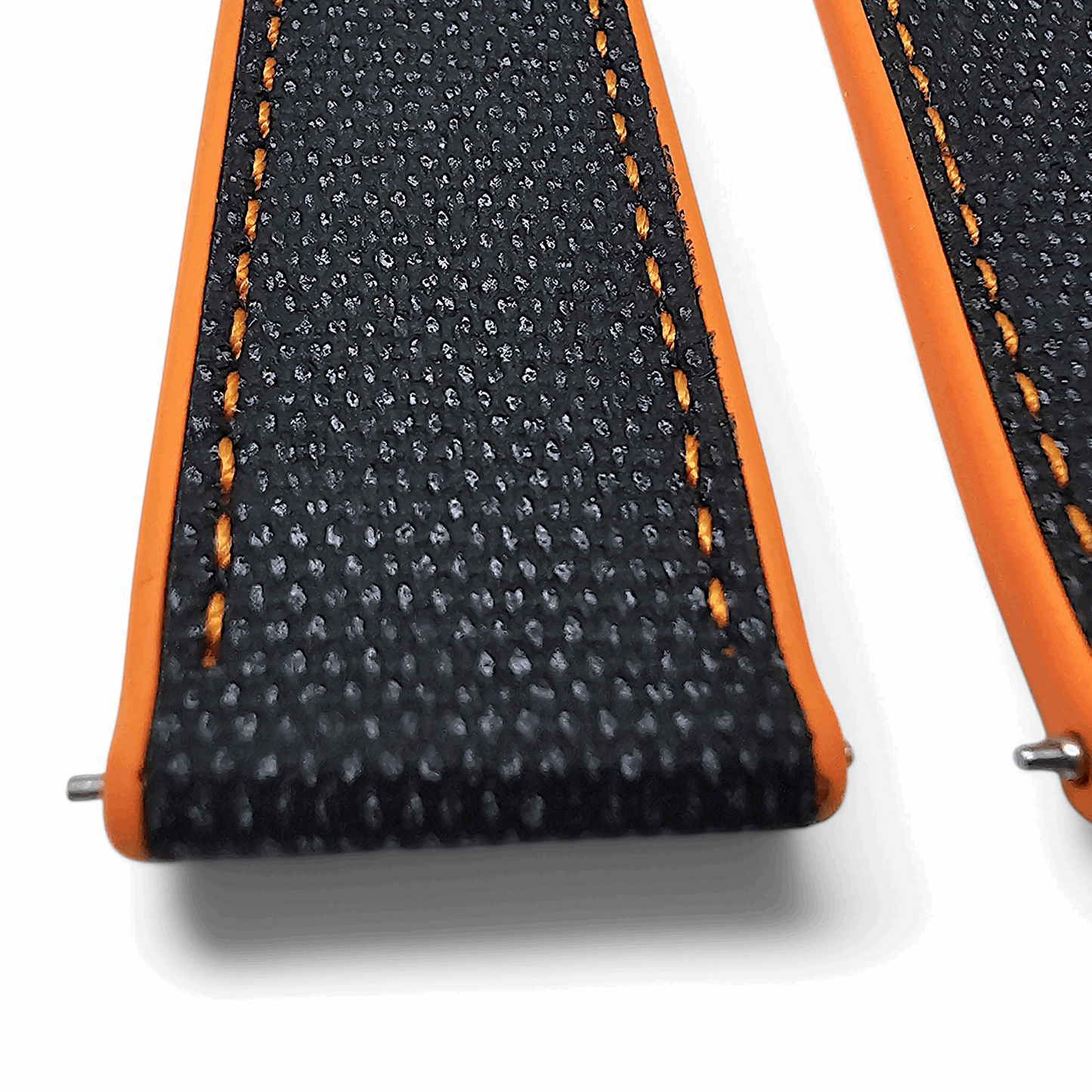 Hybrid Sailcloth Fabric & FKM Rubber Watch Strap 20mm 22mm Black Orange - Wrist Envy