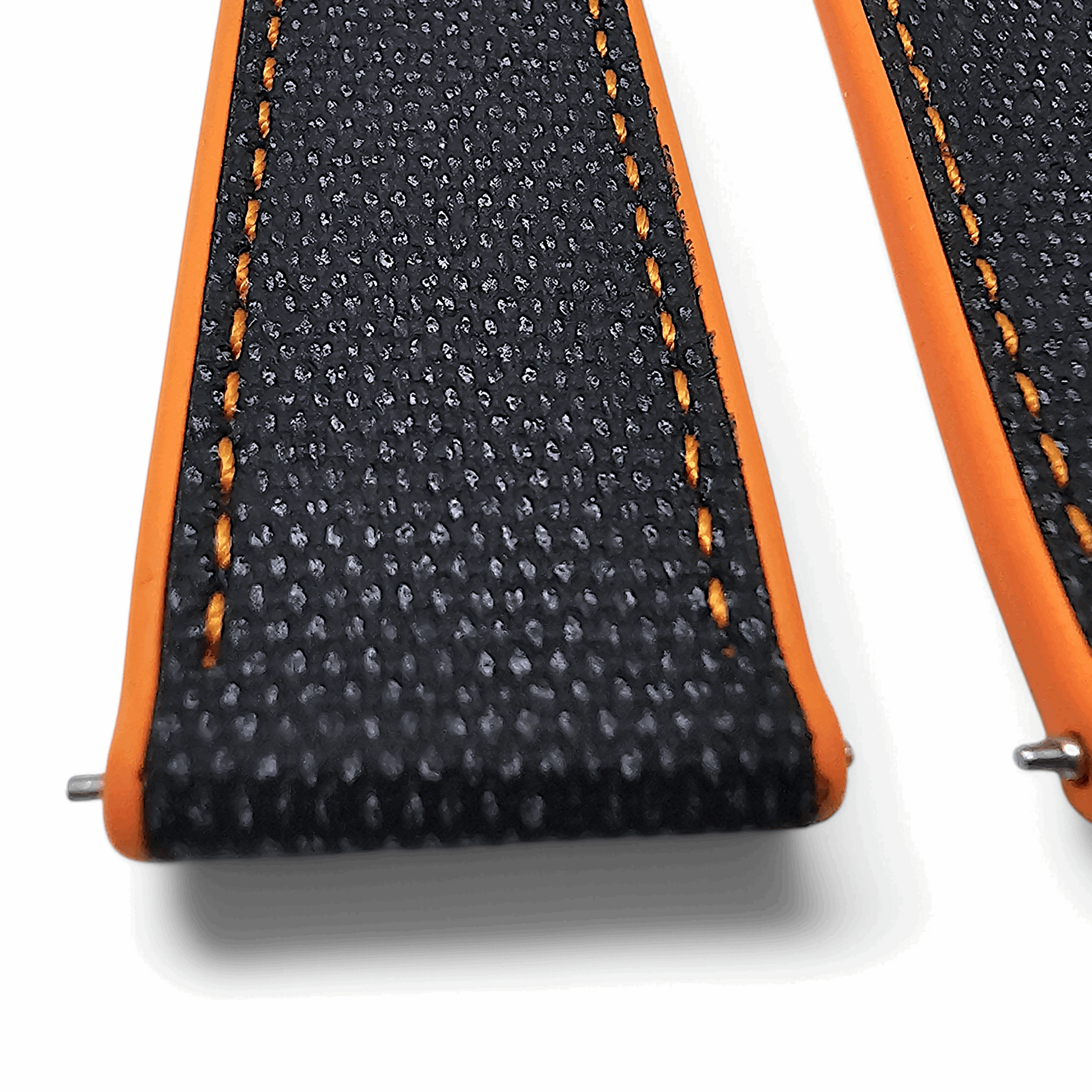 Hybrid Sailcloth Fabric & FKM Rubber Watch Strap 20mm 22mm Black Orange - Wrist Envy