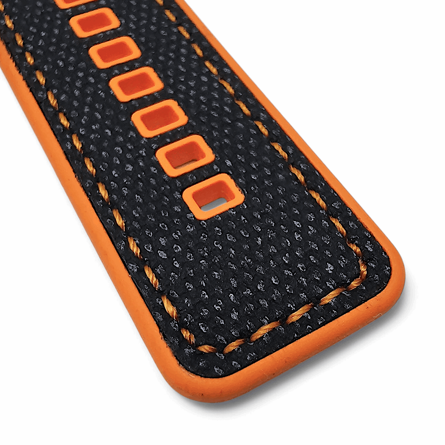 Hybrid Sailcloth Fabric & FKM Rubber Watch Strap 20mm 22mm Black Orange - Wrist Envy