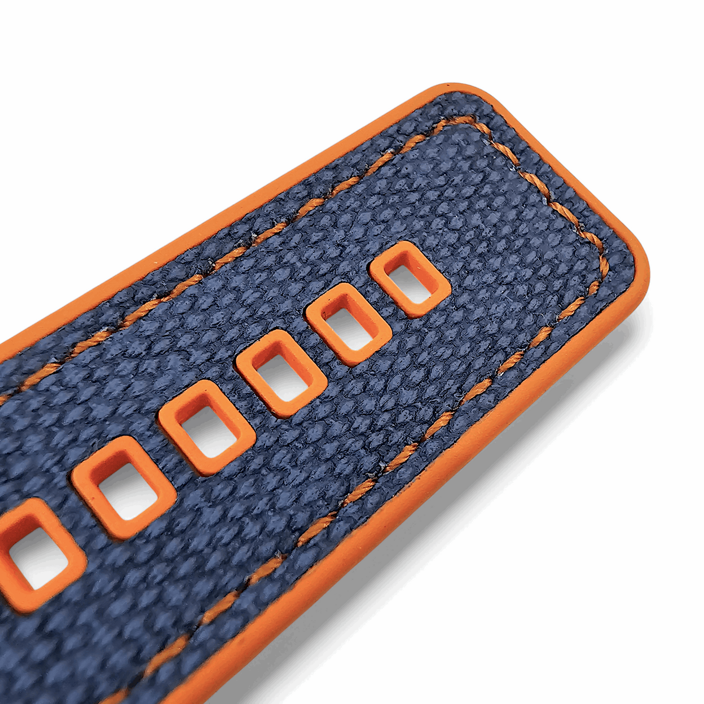 Hybrid Sailcloth Fabric & FKM Rubber Watch Strap 20mm 22mm Blue Orange - Wrist Envy