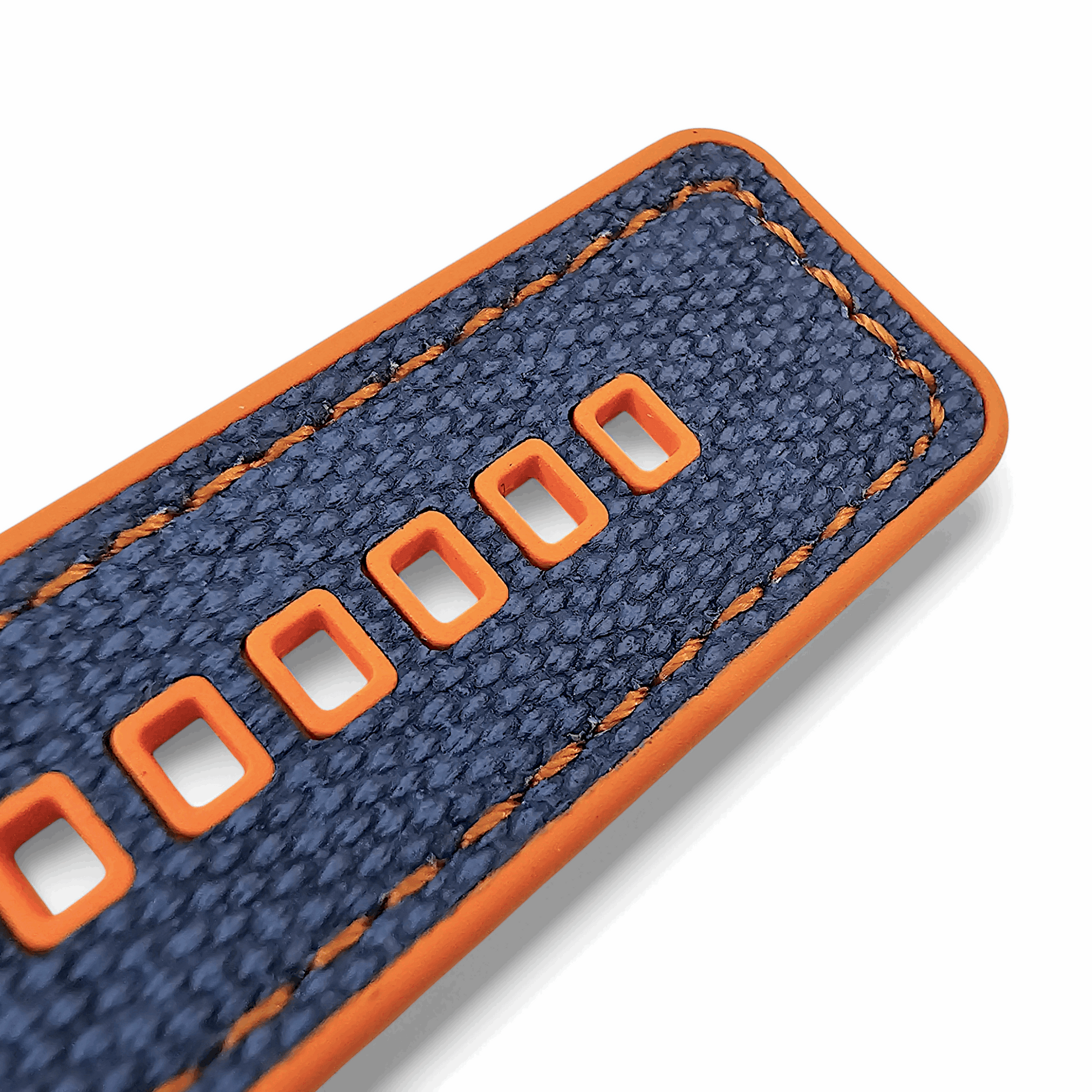 Hybrid Sailcloth Fabric & FKM Rubber Watch Strap 20mm 22mm Blue Orange - Wrist Envy