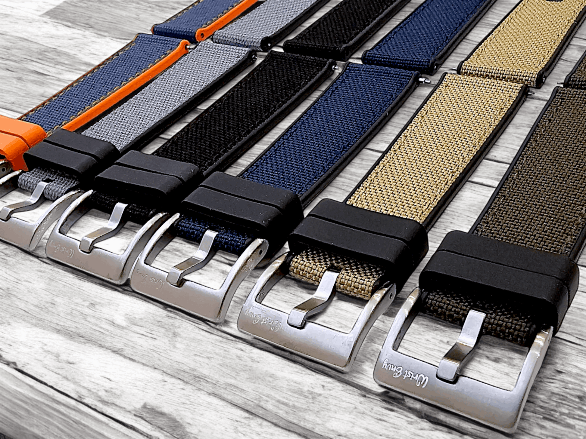 Hybrid Sailcloth Fabric & FKM Rubber Watch Strap 20mm 22mm Blue Orange - Wrist Envy