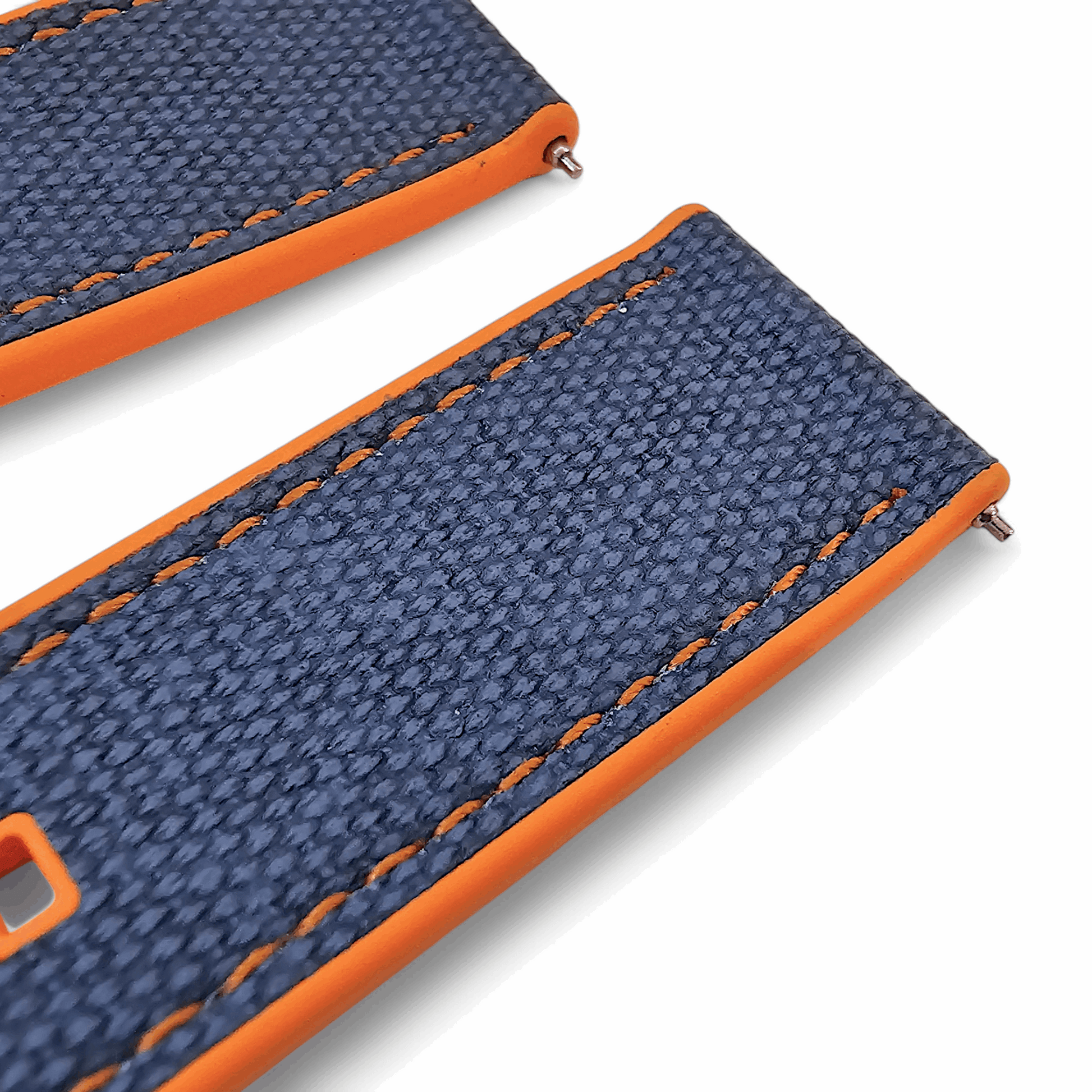 Hybrid Sailcloth Fabric & FKM Rubber Watch Strap 20mm 22mm Blue Orange - Wrist Envy