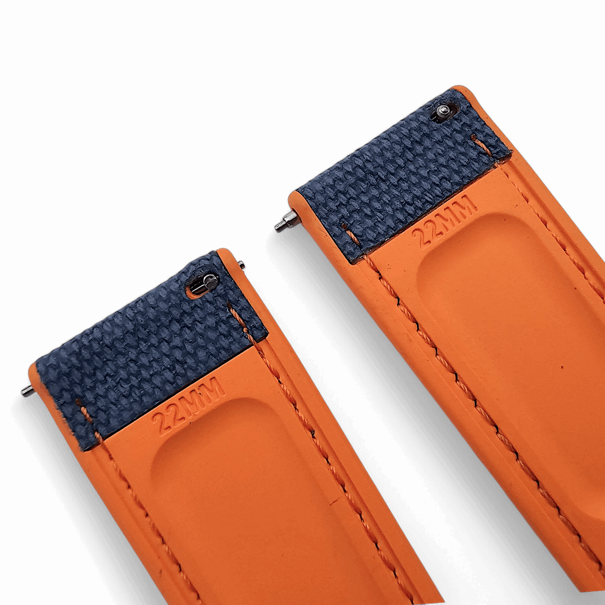 Hybrid Sailcloth Fabric & FKM Rubber Watch Strap 20mm 22mm Blue Orange - Wrist Envy
