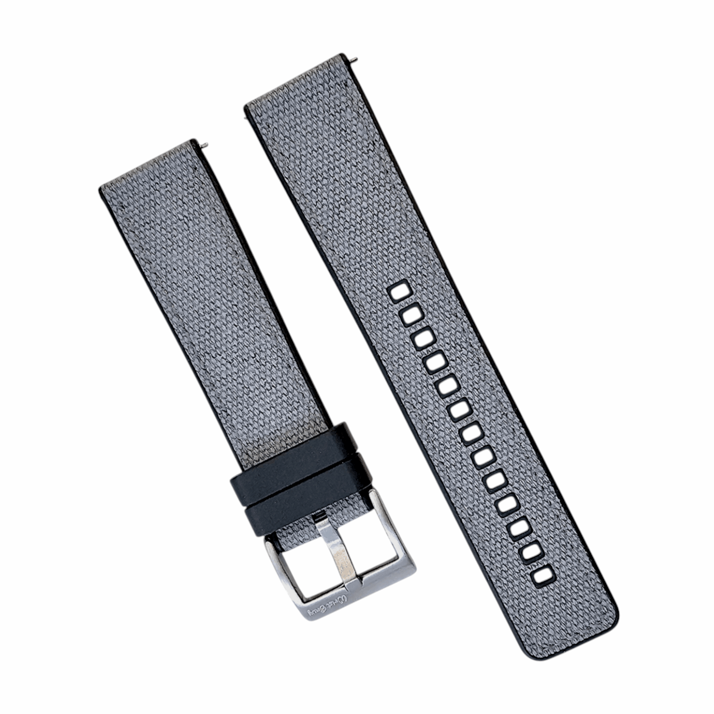 Hybrid Sailcloth Fabric & FKM Rubber Watch Strap 20mm 22mm Grey - Wrist Envy