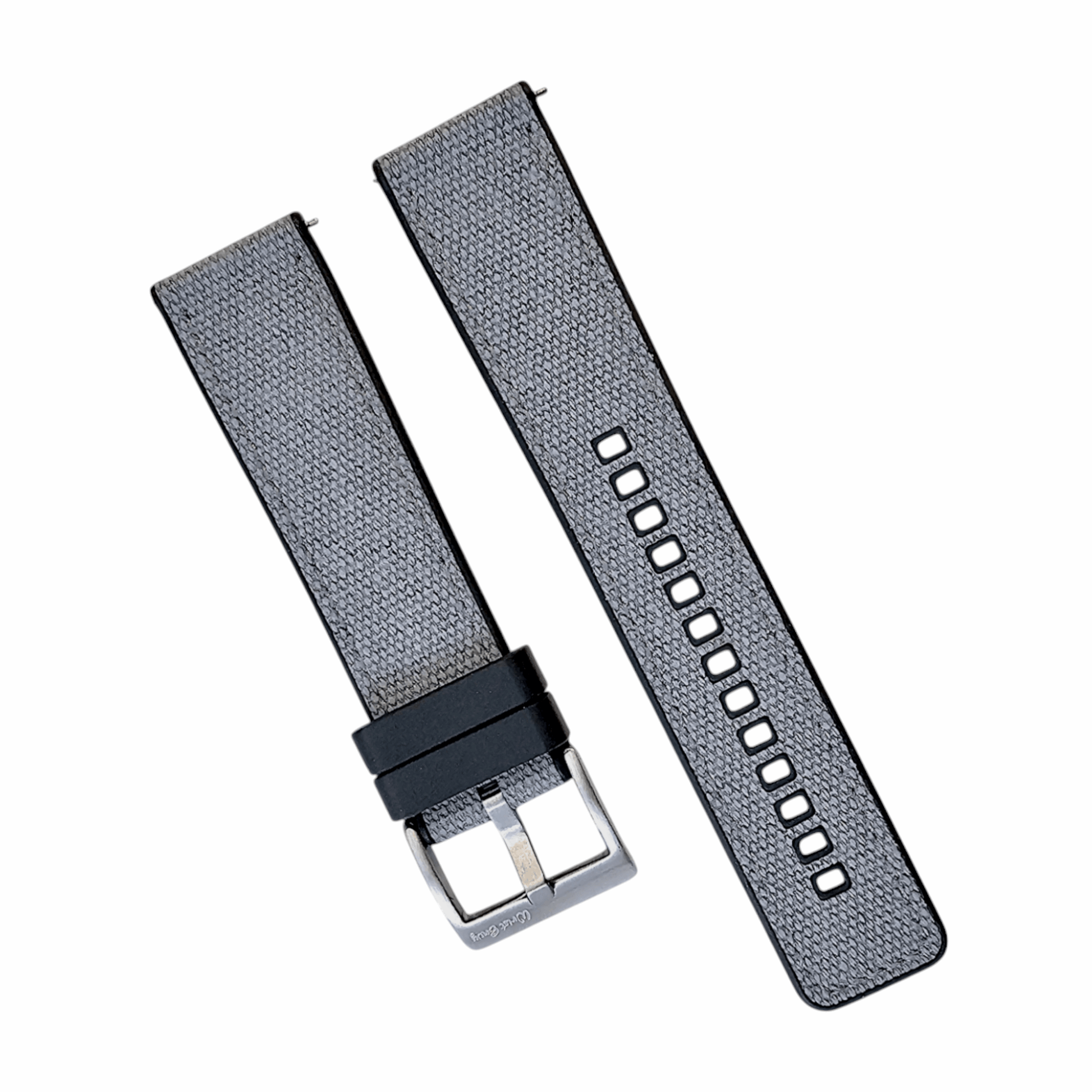 Hybrid Sailcloth Fabric & FKM Rubber Watch Strap 20mm 22mm Grey - Wrist Envy