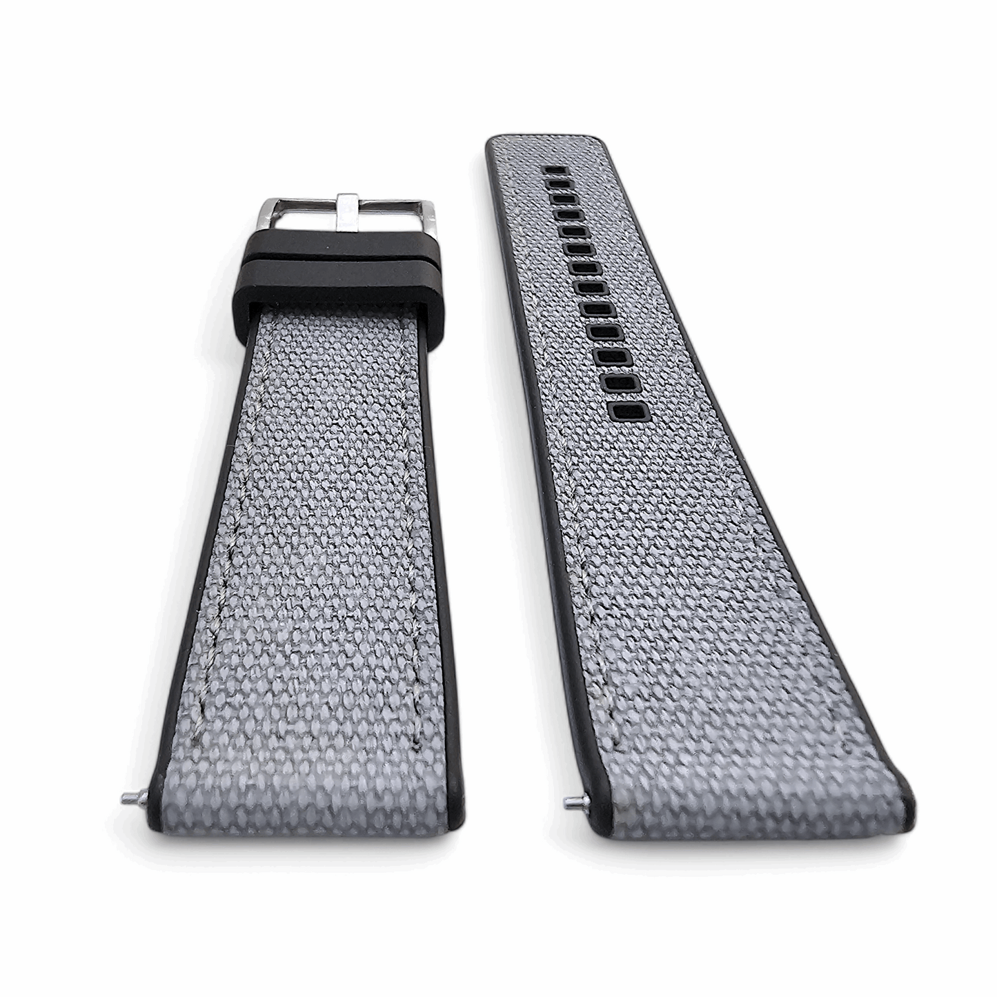 Hybrid Sailcloth Fabric & FKM Rubber Watch Strap 20mm 22mm Grey - Wrist Envy