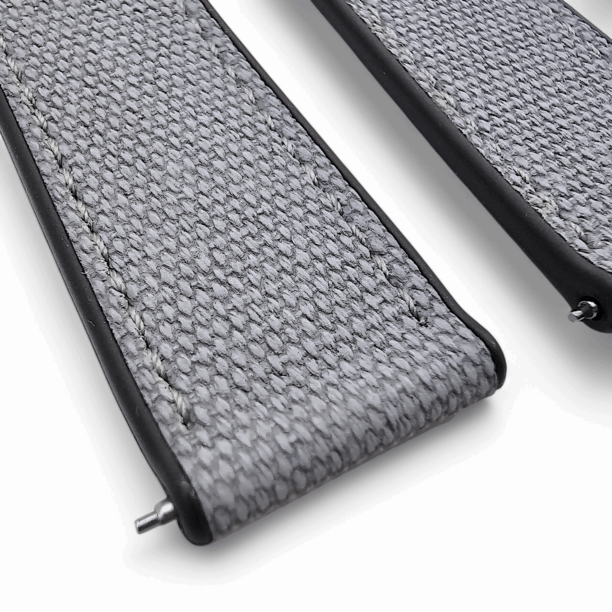 Hybrid Sailcloth Fabric & FKM Rubber Watch Strap 20mm 22mm Grey - Wrist Envy