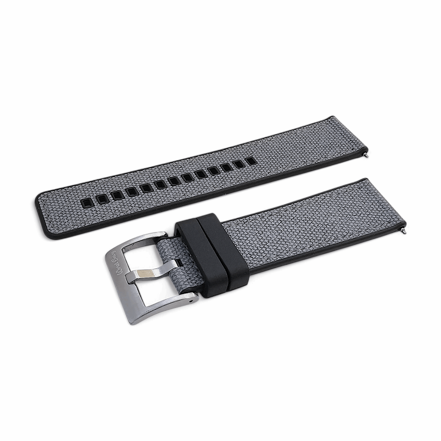 Hybrid Sailcloth Fabric & FKM Rubber Watch Strap 20mm 22mm Grey - Wrist Envy