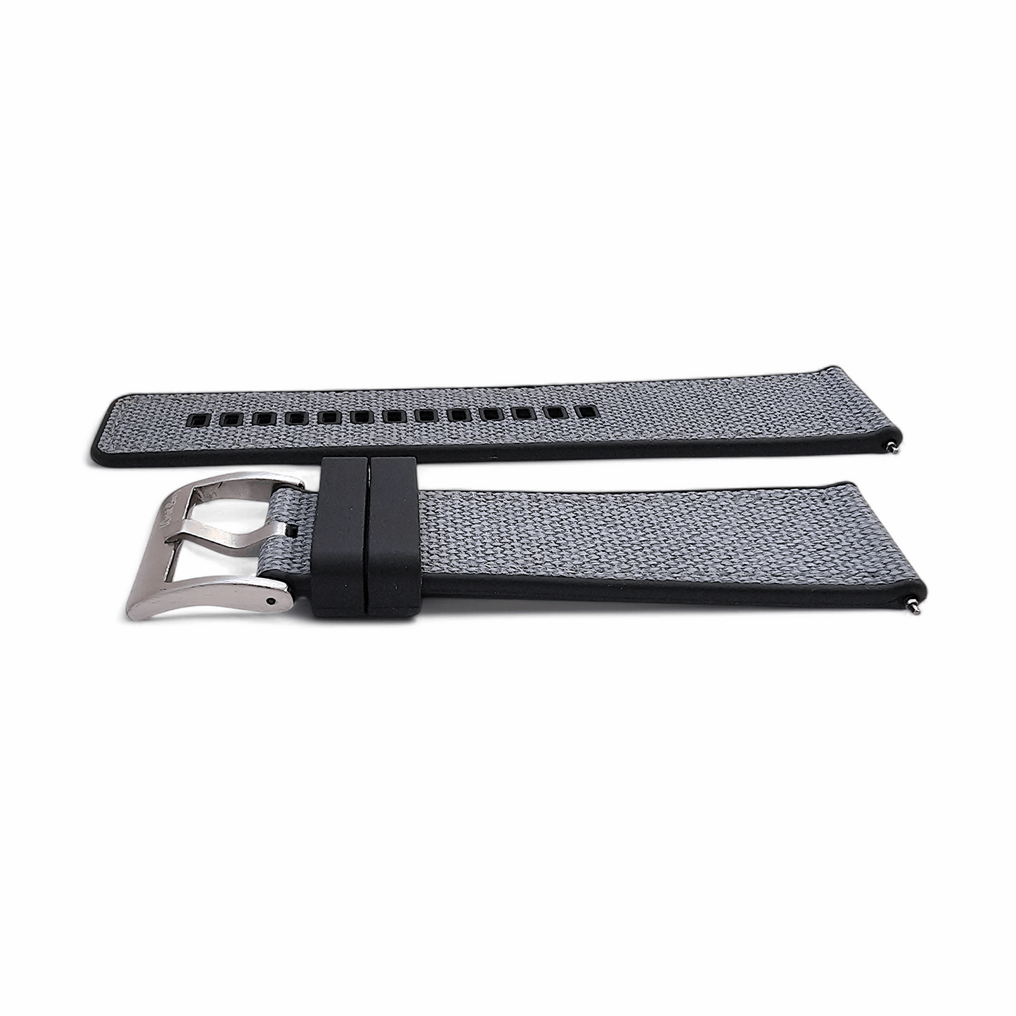 Hybrid Sailcloth Fabric & FKM Rubber Watch Strap 20mm 22mm Grey - Wrist Envy