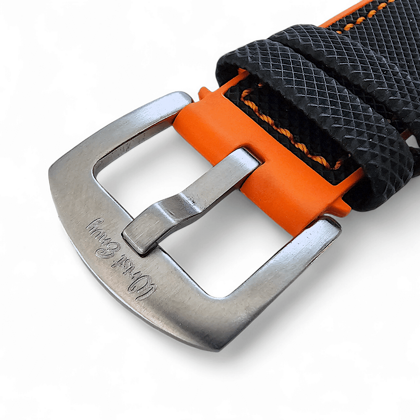 Hybrid Sailcloth FKM Rubber Watch Strap Black Orange 20mm 21mm 22mm - Wrist Envy